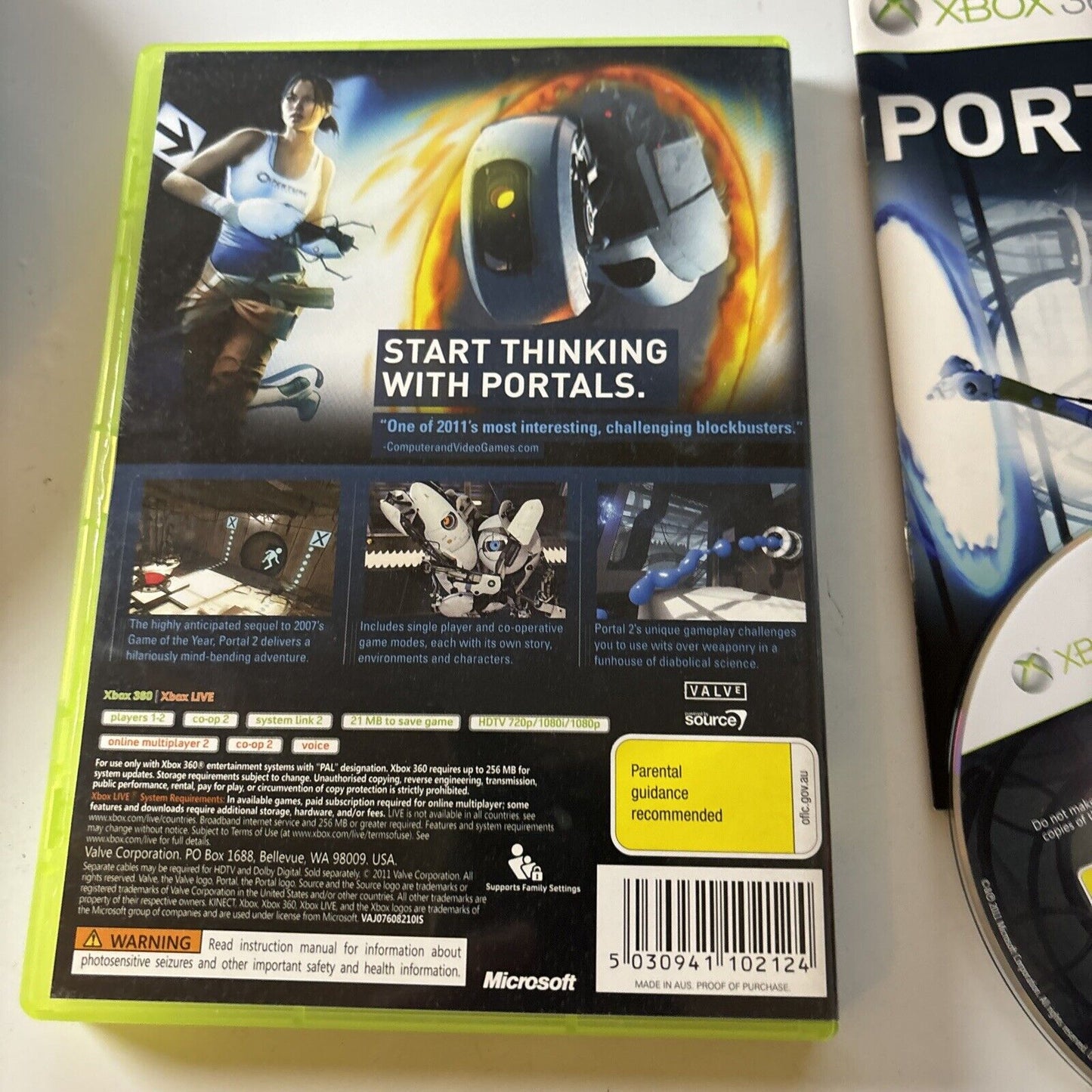 PORTAL 2 Microsoft XBOX 360 Game with Manual PAL
