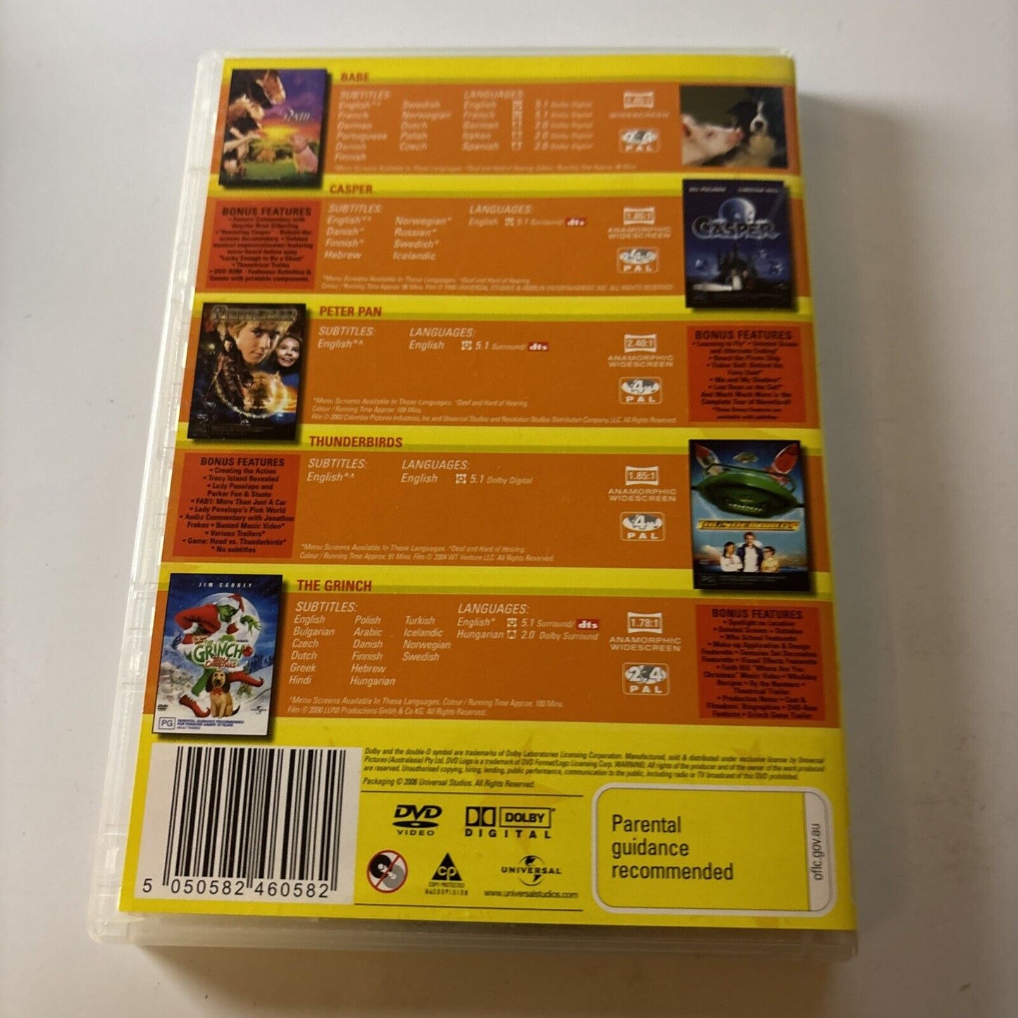 Babe / Casper / Peter Pan / Thunderbirds / The Grinch Stole Christmas  DVD