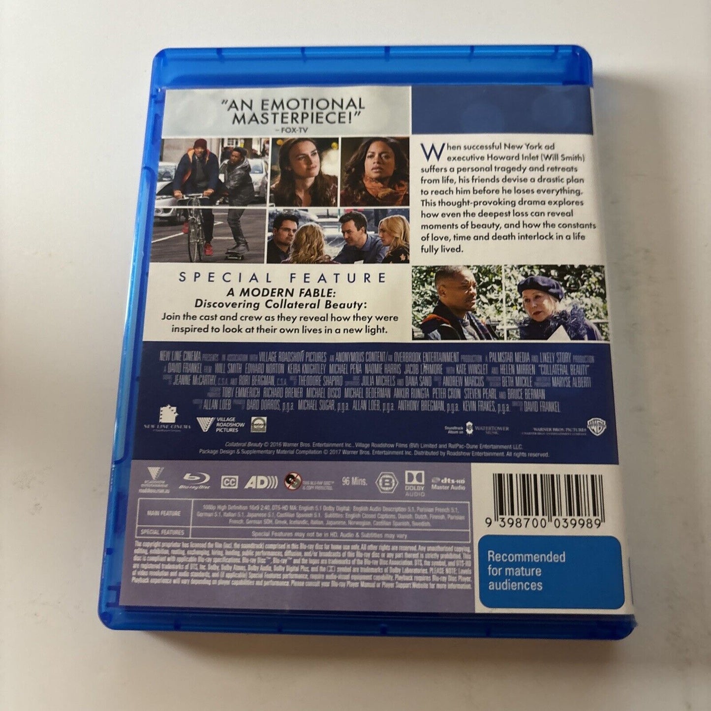 Collateral Beauty (Blu-ray, 2016) Will Smith, Edward Norton Region B