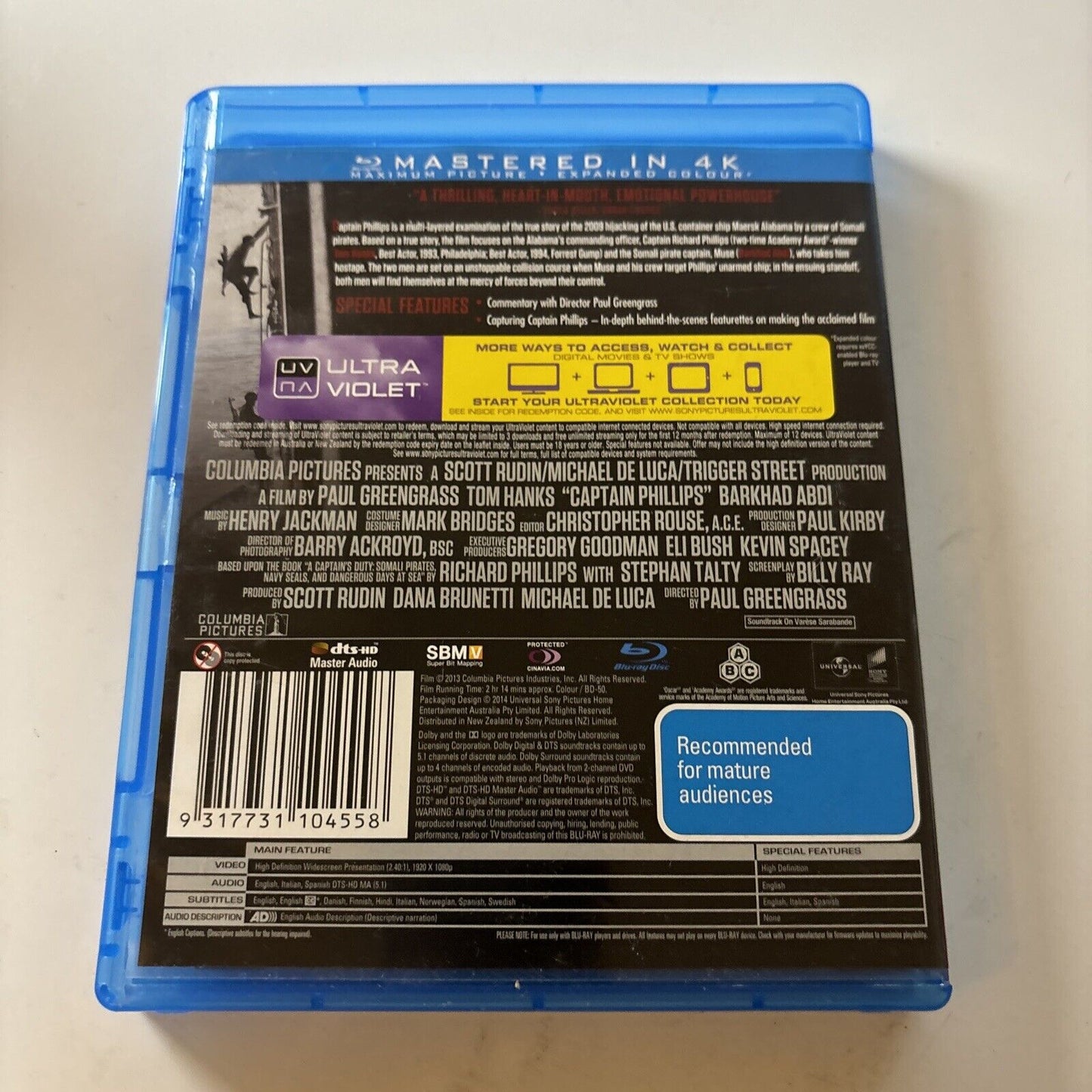 Captain Phillips (Blu-ray, 2013) Tom Hanks All Regions