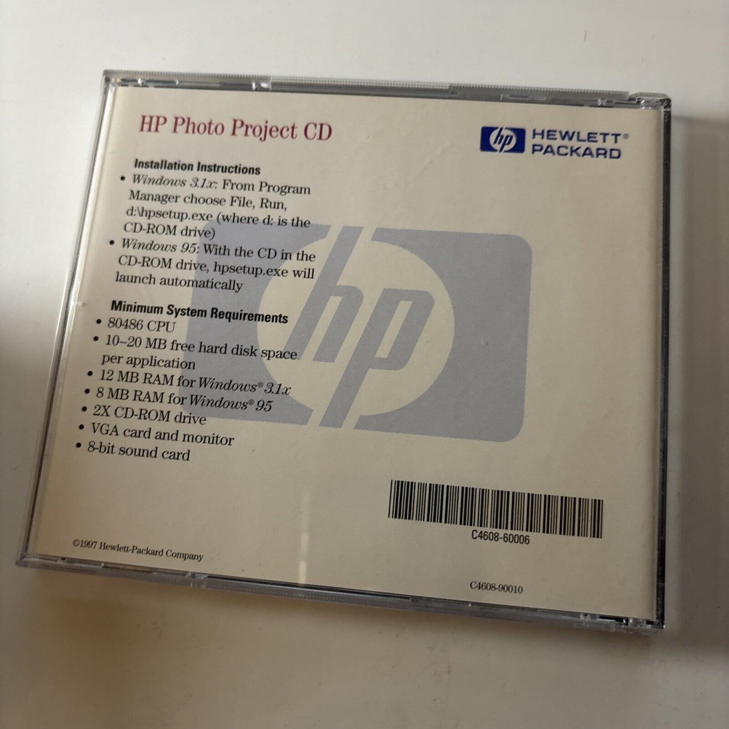 HP Photo Project CD PC CDROM Windows 3.1 1997