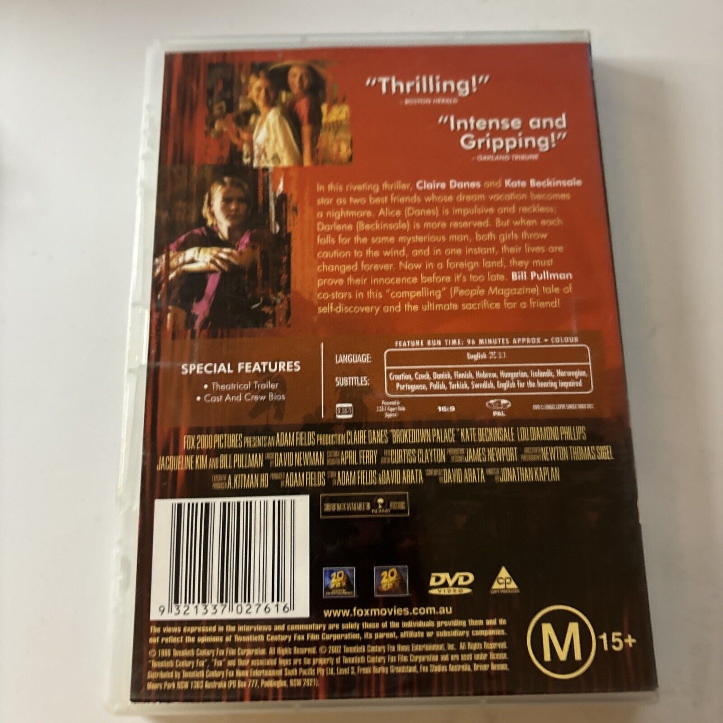 Brokedown Palace (DVD, 1999) Bill Pullman, Claire Danes, Kate Beckinsale Region4