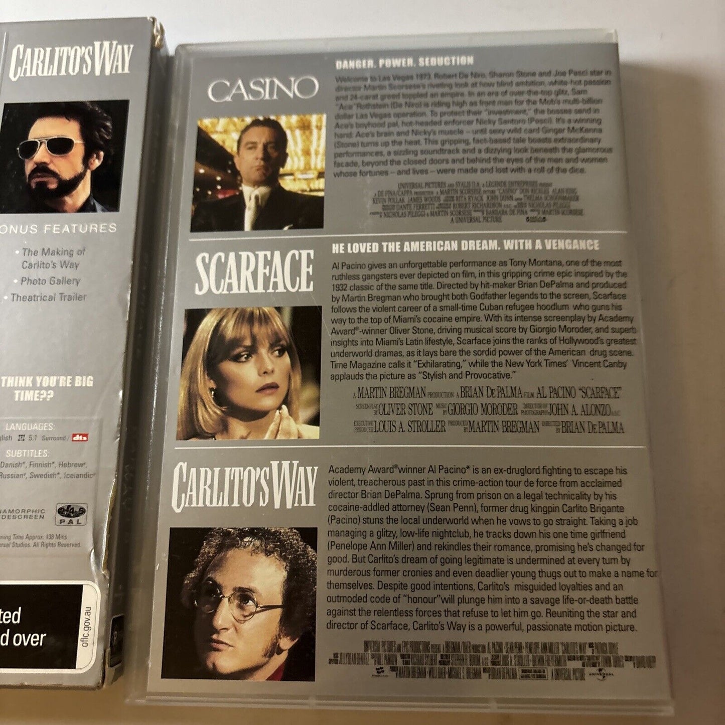 Casino / Scarface / Carlito's Way (DVD, 2006) Al Pacino Region 4 &2