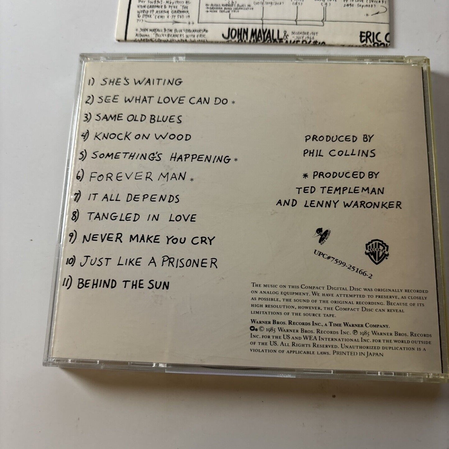 Eric Clapton - Behind The Sun (CD, 1985) Japan Wpcr-1159