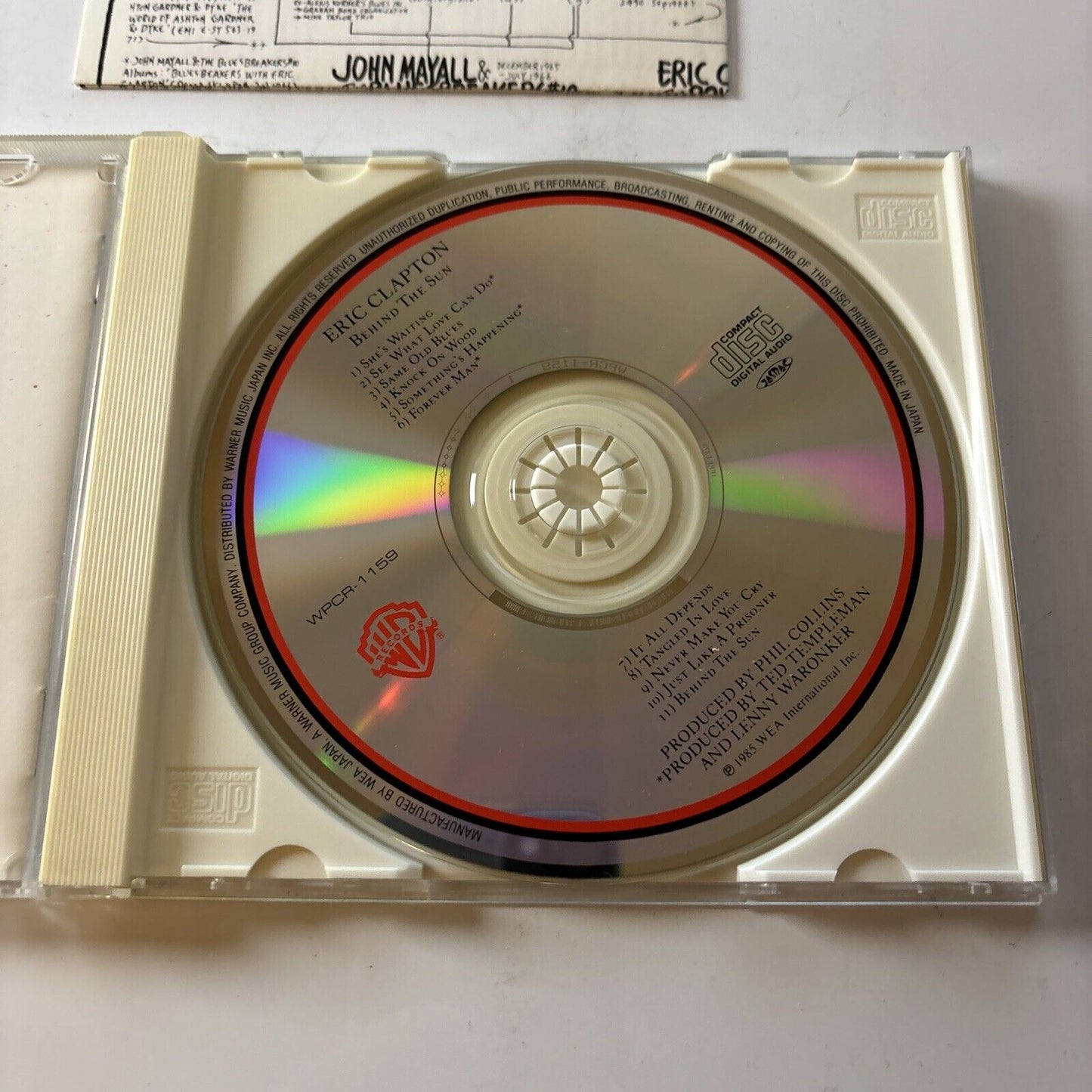 Eric Clapton - Behind The Sun (CD, 1985) Japan Wpcr-1159