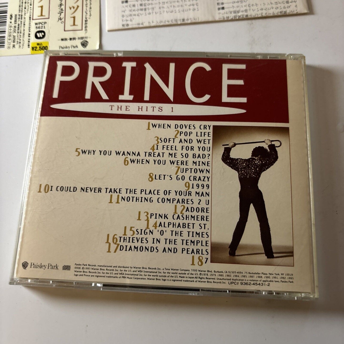 Prince - The Hits 1 (CD, 1993) Japan Wpcp-5621 Obi