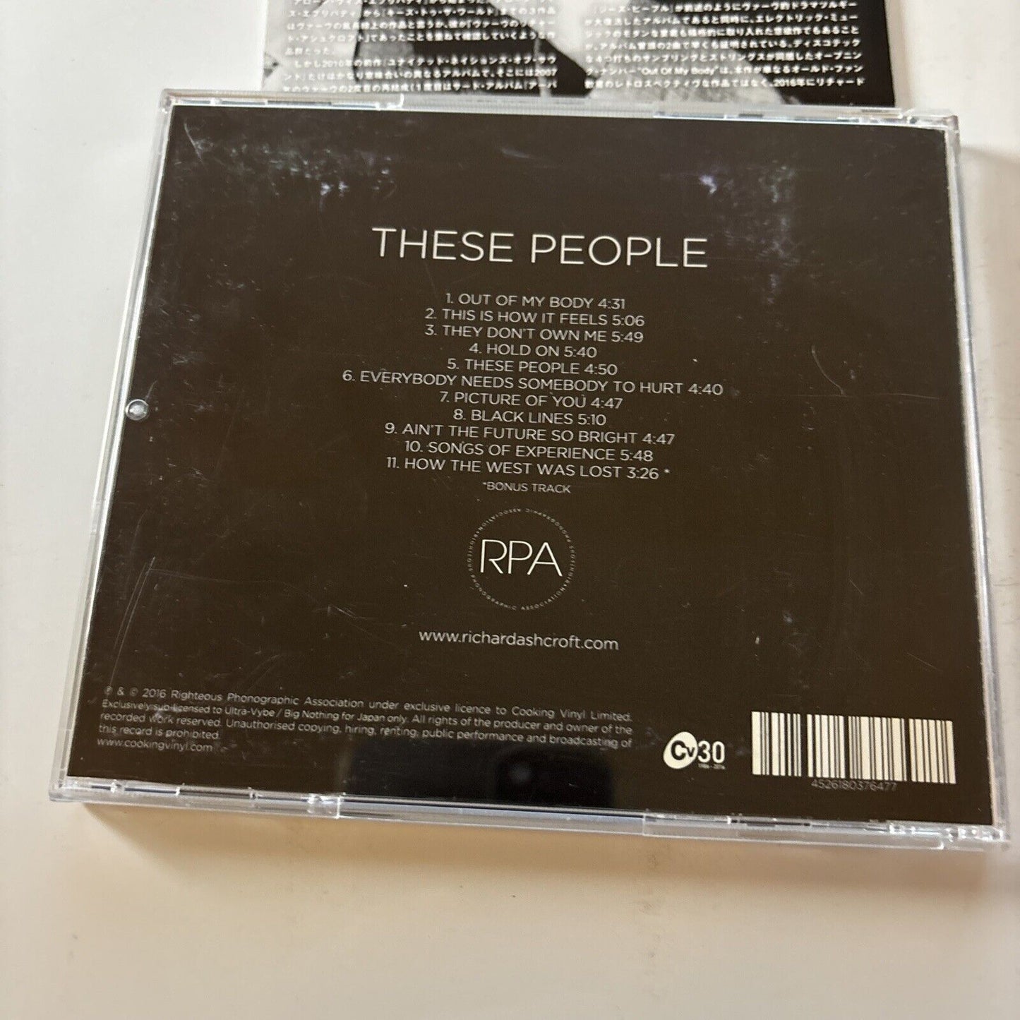 Richard Ashcroft - These People (CD, 2016) Japan Otcd-5430