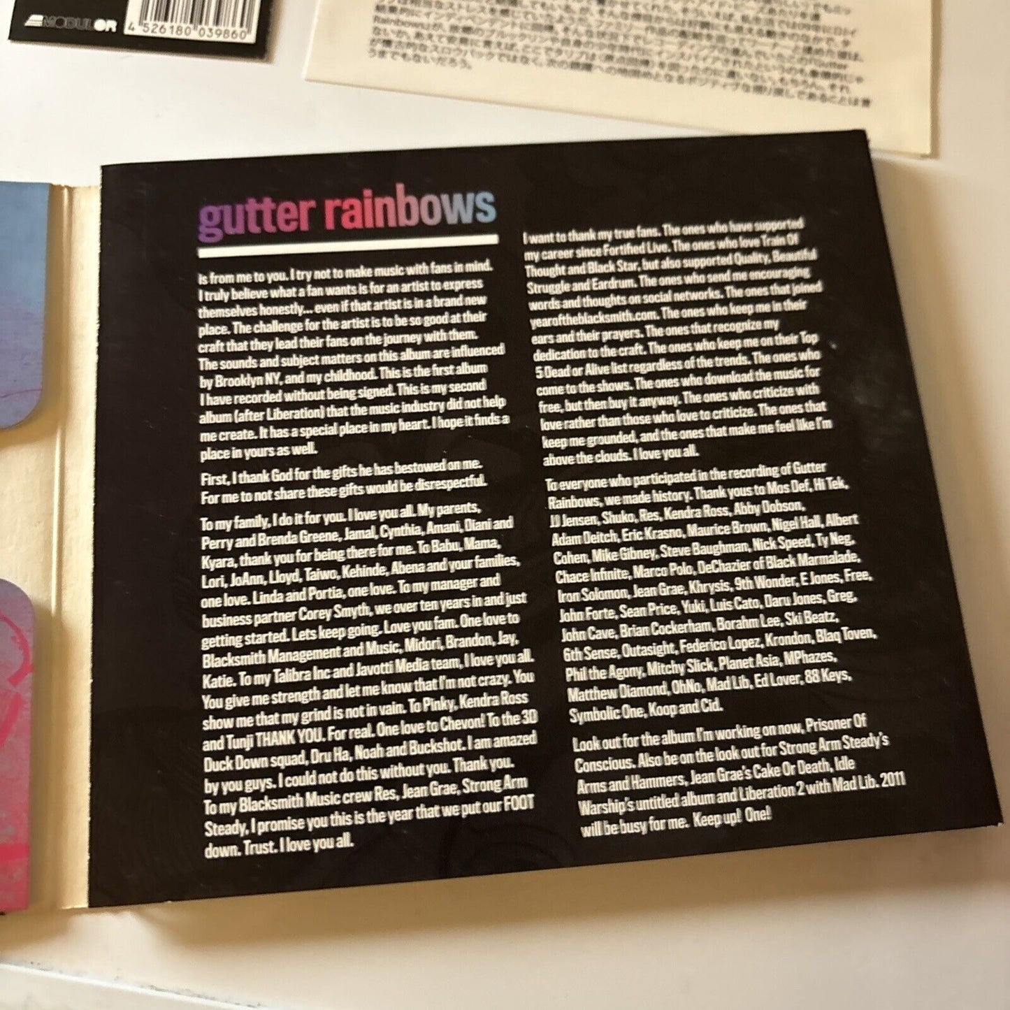 Talib Kweli - Gutter Rainbows (CD, 2011) Obi Japan Mdjcd-1001