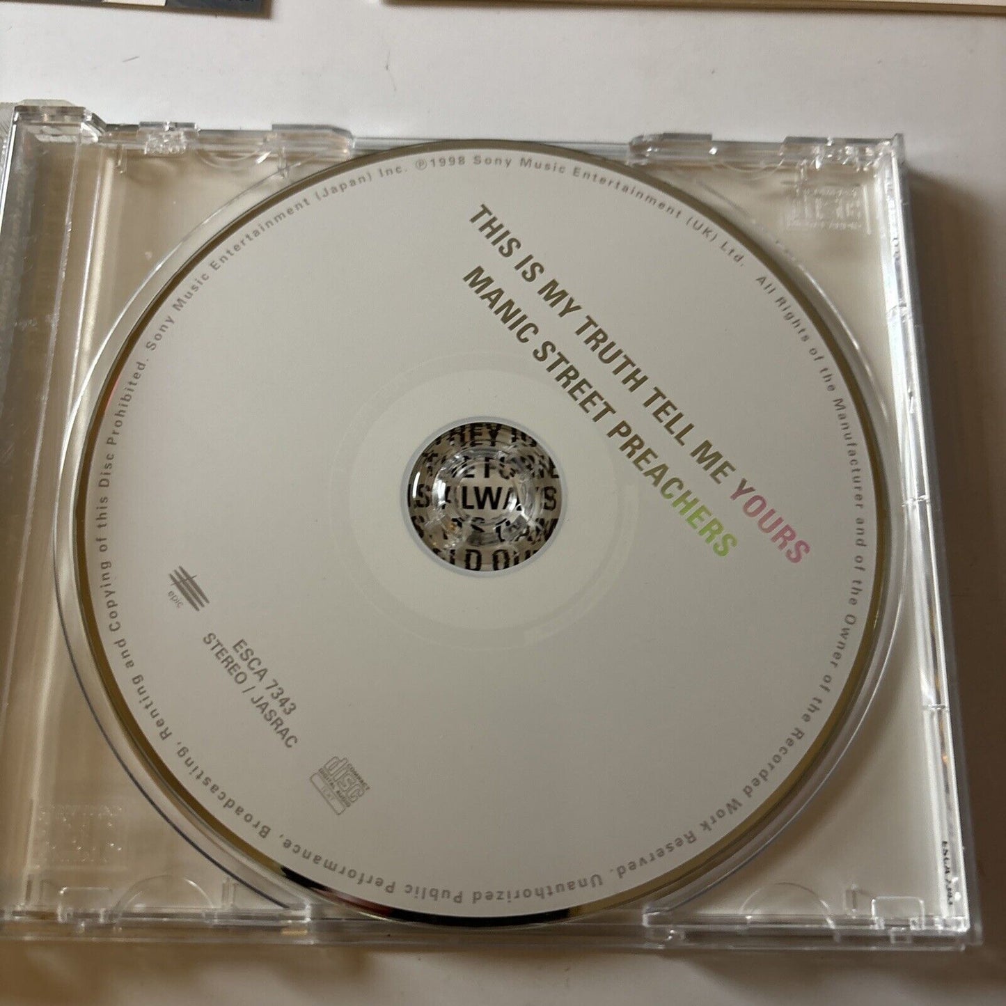 Manic Street Preachers - This Is My Truth Tell Me Yours (CD, 1998) Esca-7343 Obi