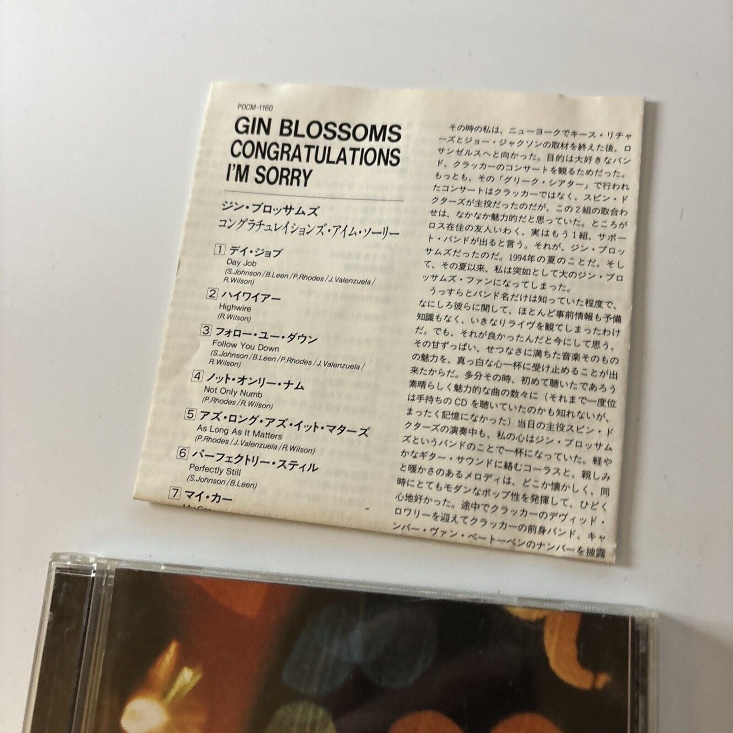 Gin Blossoms - Congratulations I'm Sorry (CD, 1996) Japan Pocm-1160