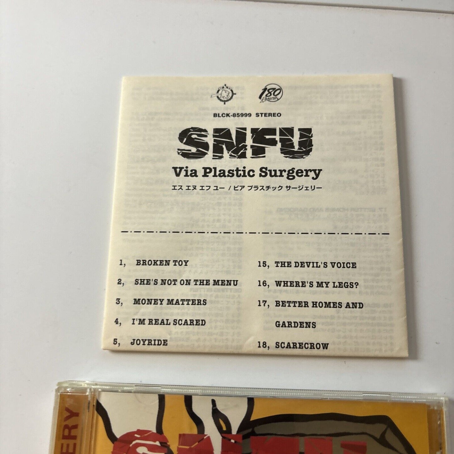 SNFU - Via Plastic Surgery (CD, 1998) Japan Blck-85999