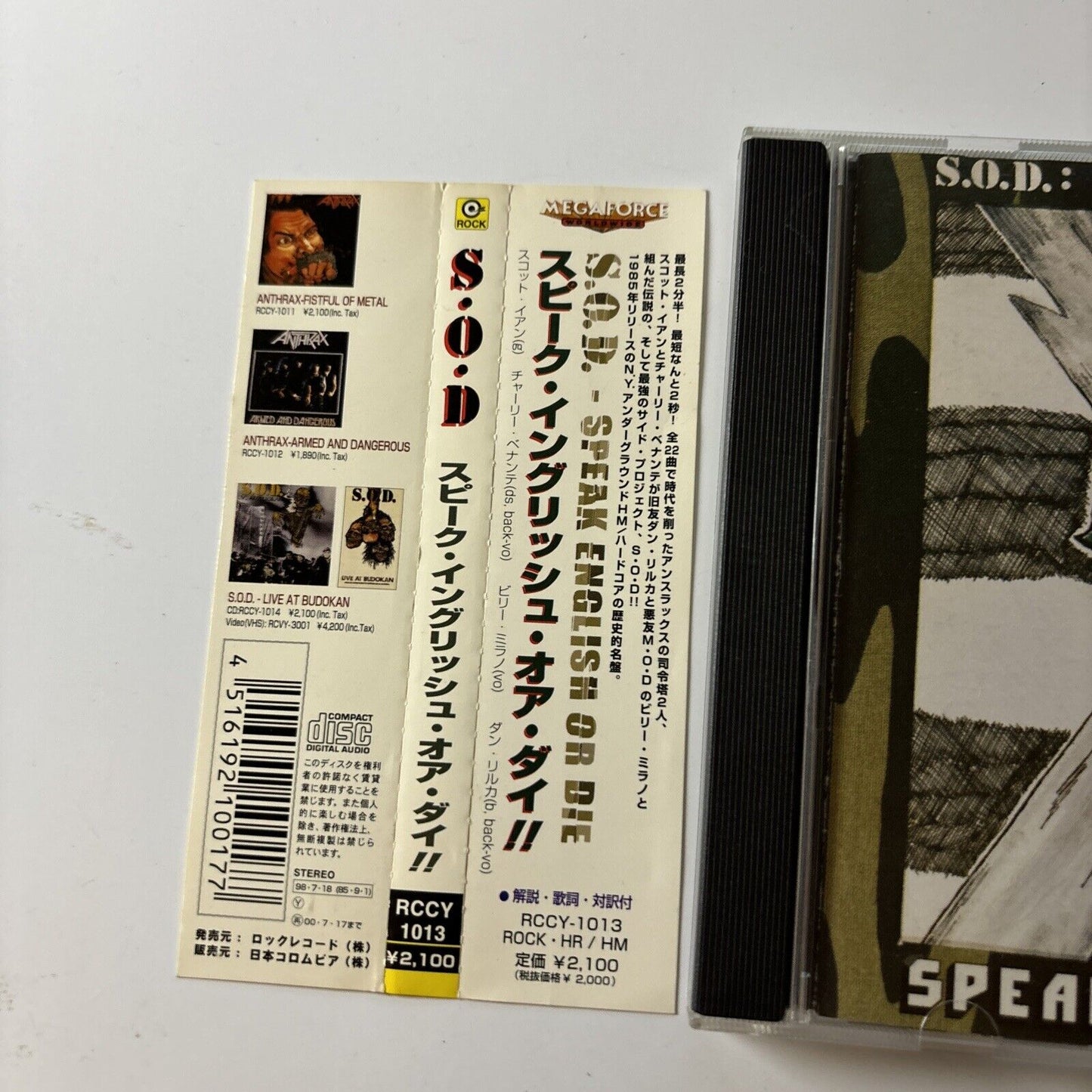 Stormtroopers Of Death - Speak English Or Die (CD, 1998) Japan Obi Rccy-1013