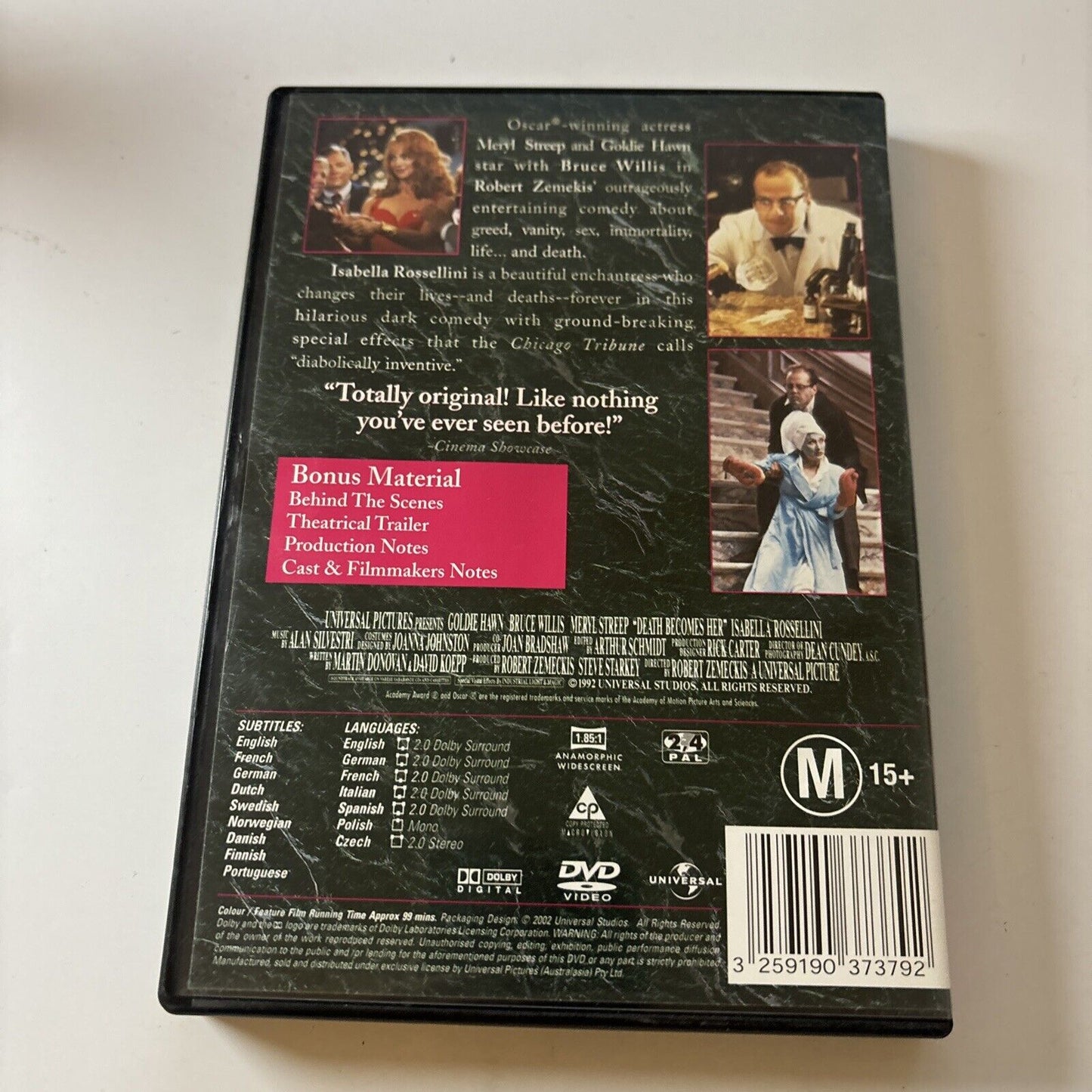 Death Becomes Her (DVD, 1992) Meryl Streep, Bruce Willis Region 4 &2