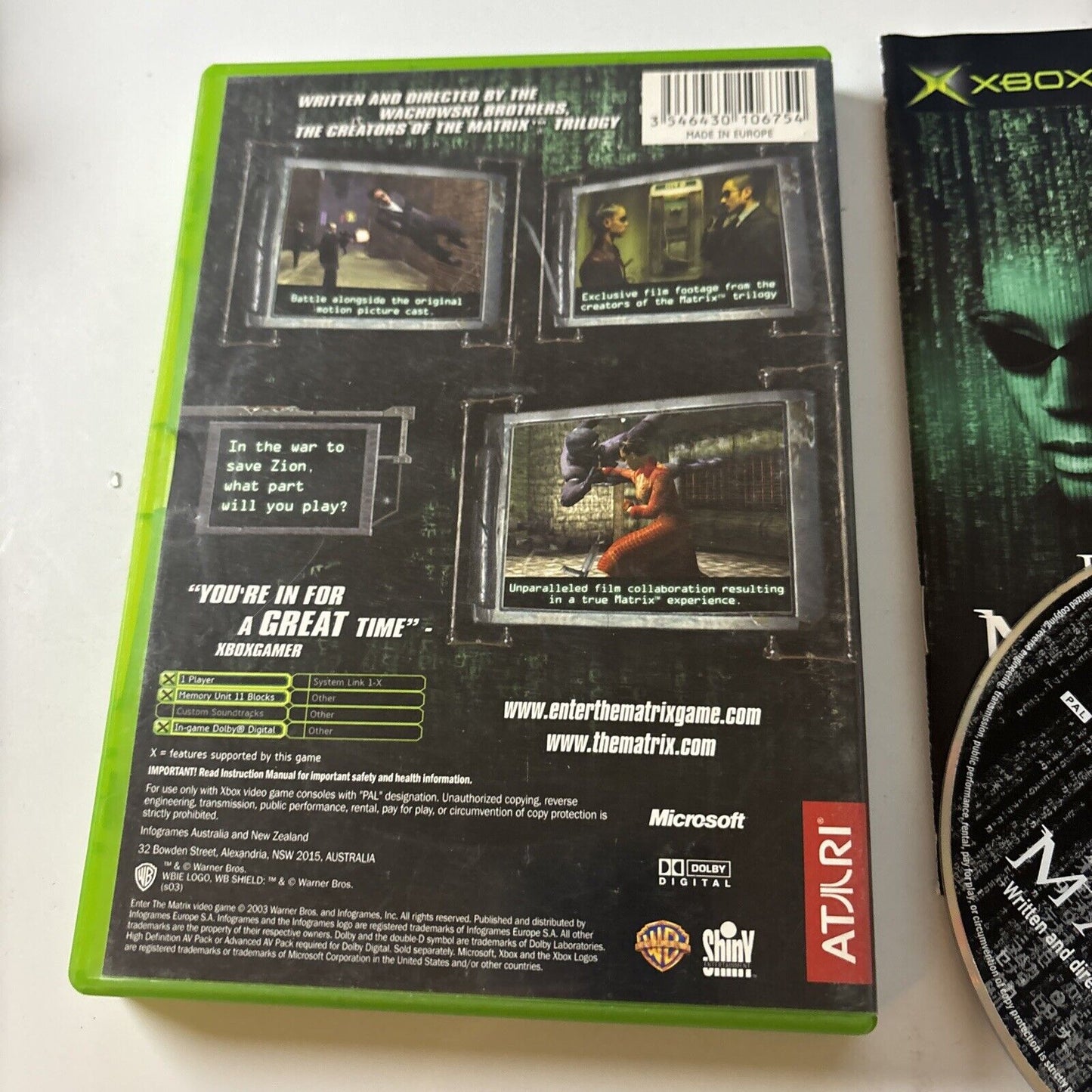 Enter The Matrix - Microsoft Xbox Original Game (PAL, 2003) Manual  Included