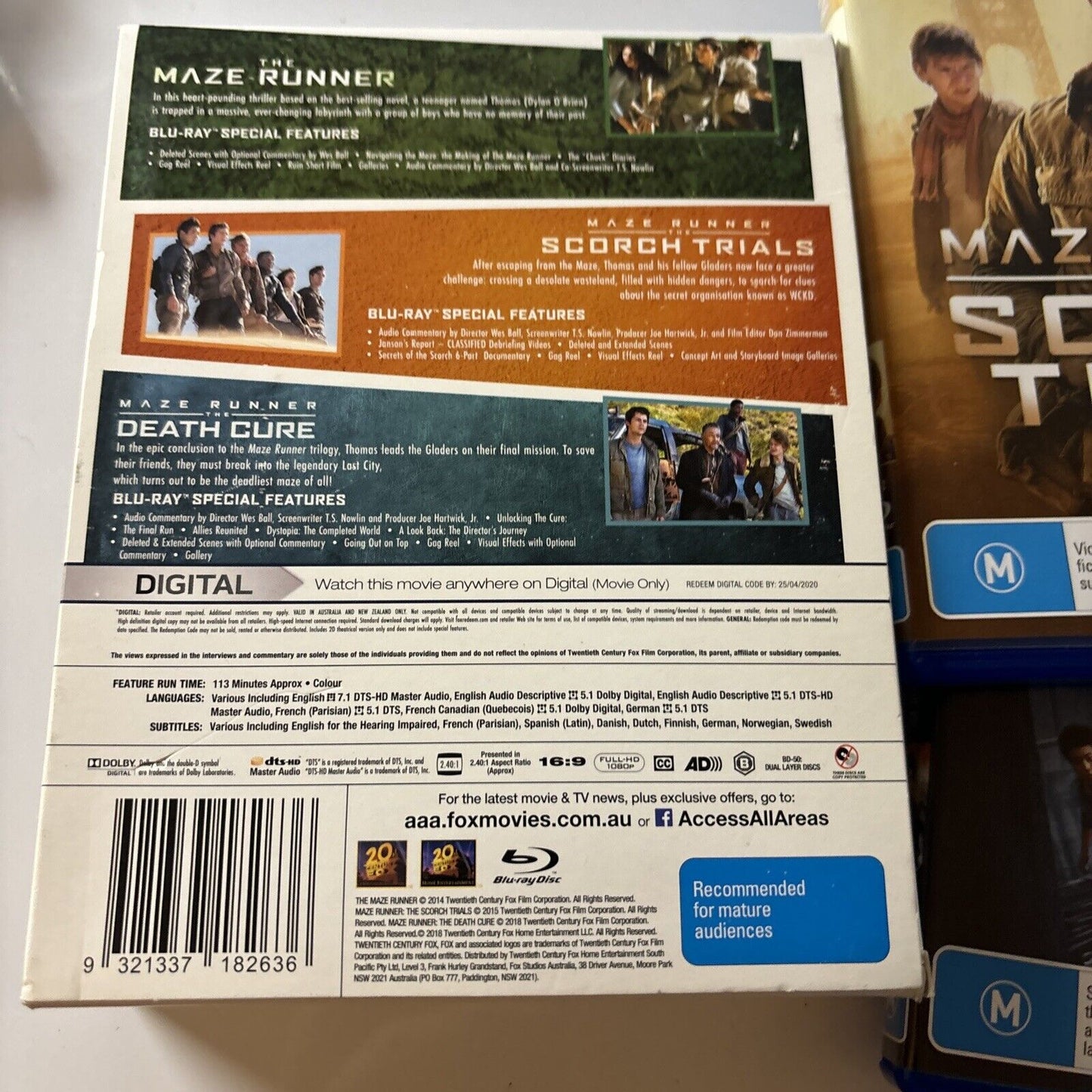 Maze Runner Trilogy (Blu-ray, 2018, 3-Disc) Dylan O'Brien Region B