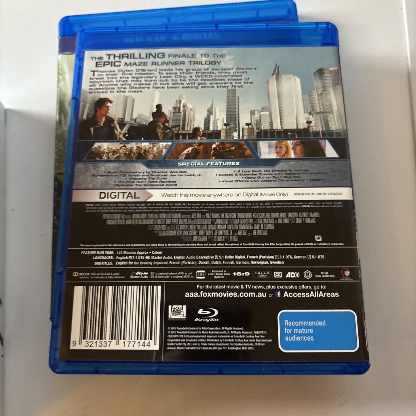 Maze Runner Trilogy (Blu-ray, 2018, 3-Disc) Dylan O'Brien Region B