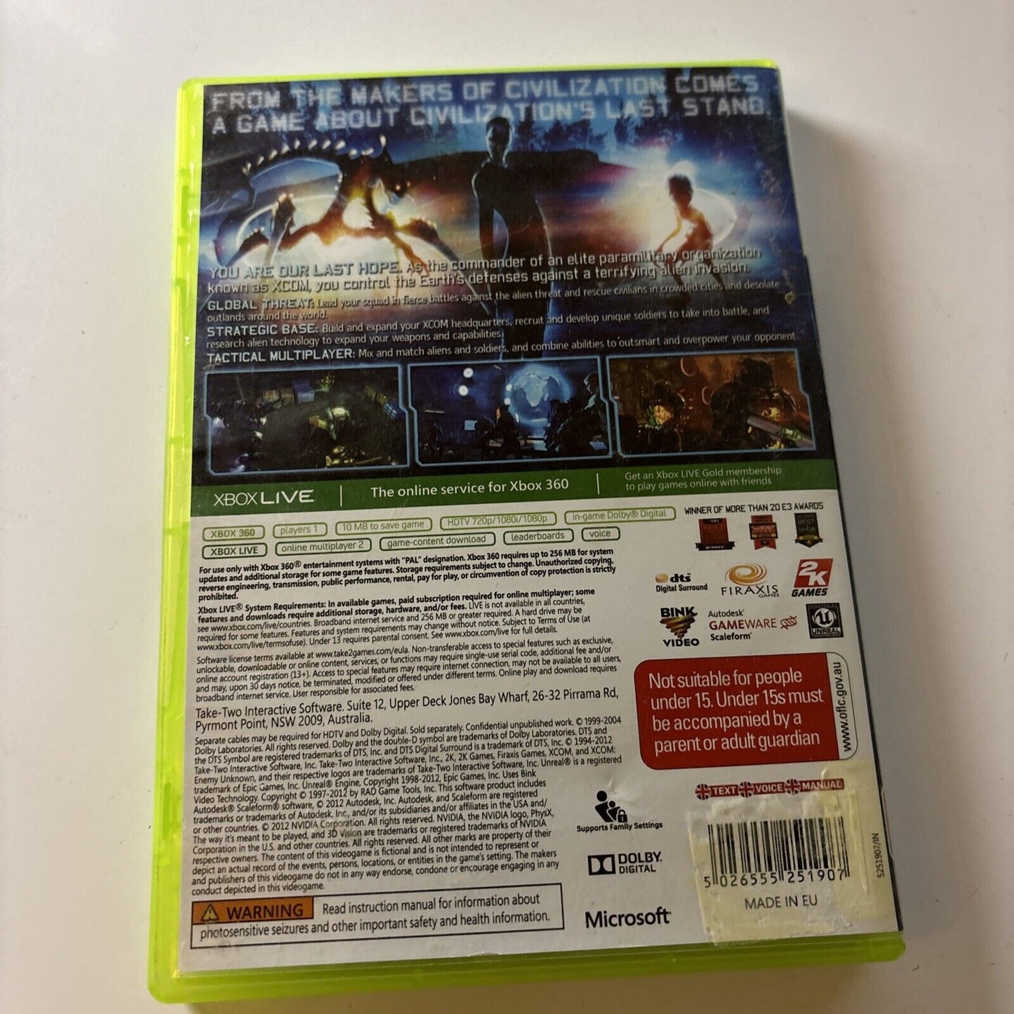 XCOM Enemy Unknown Microsoft Xbox 360 PAL Game