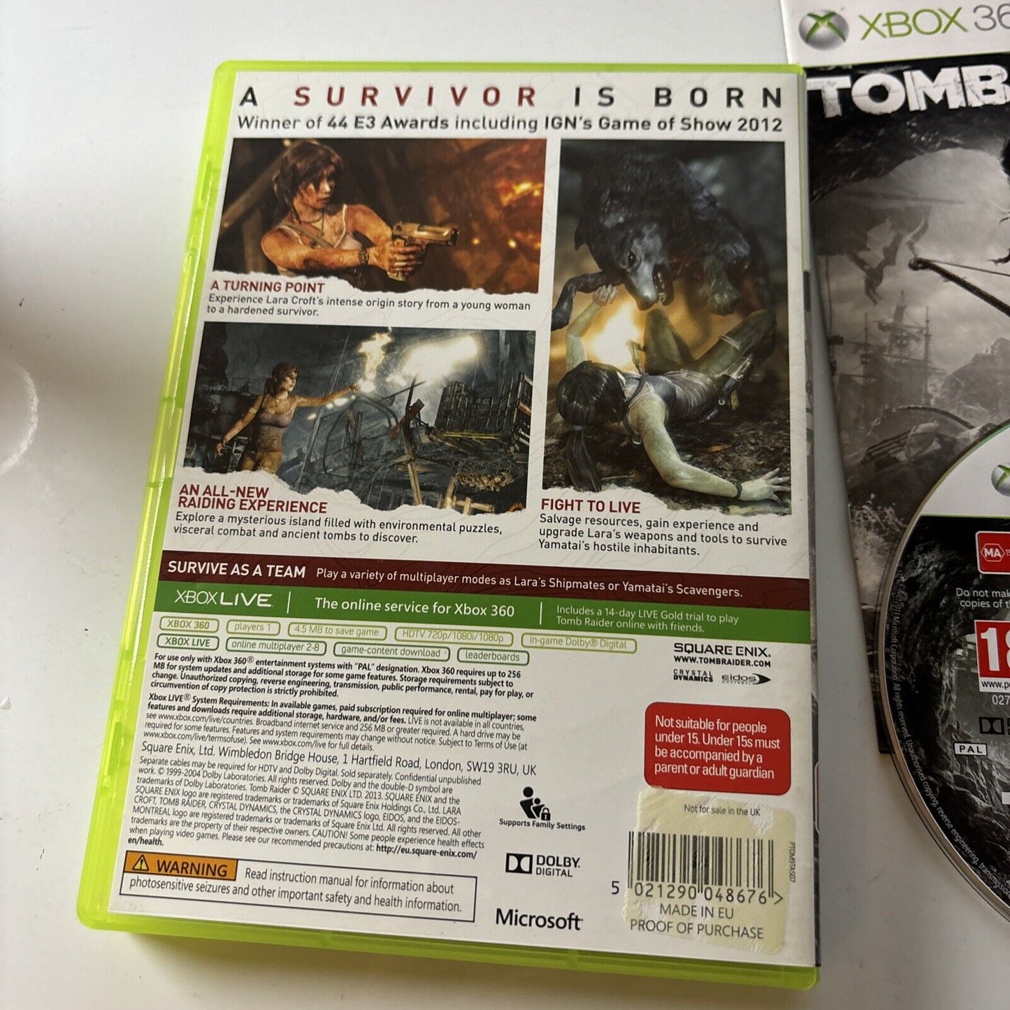 Tomb Raider - Xbox 360 PAL - Complete With Manual