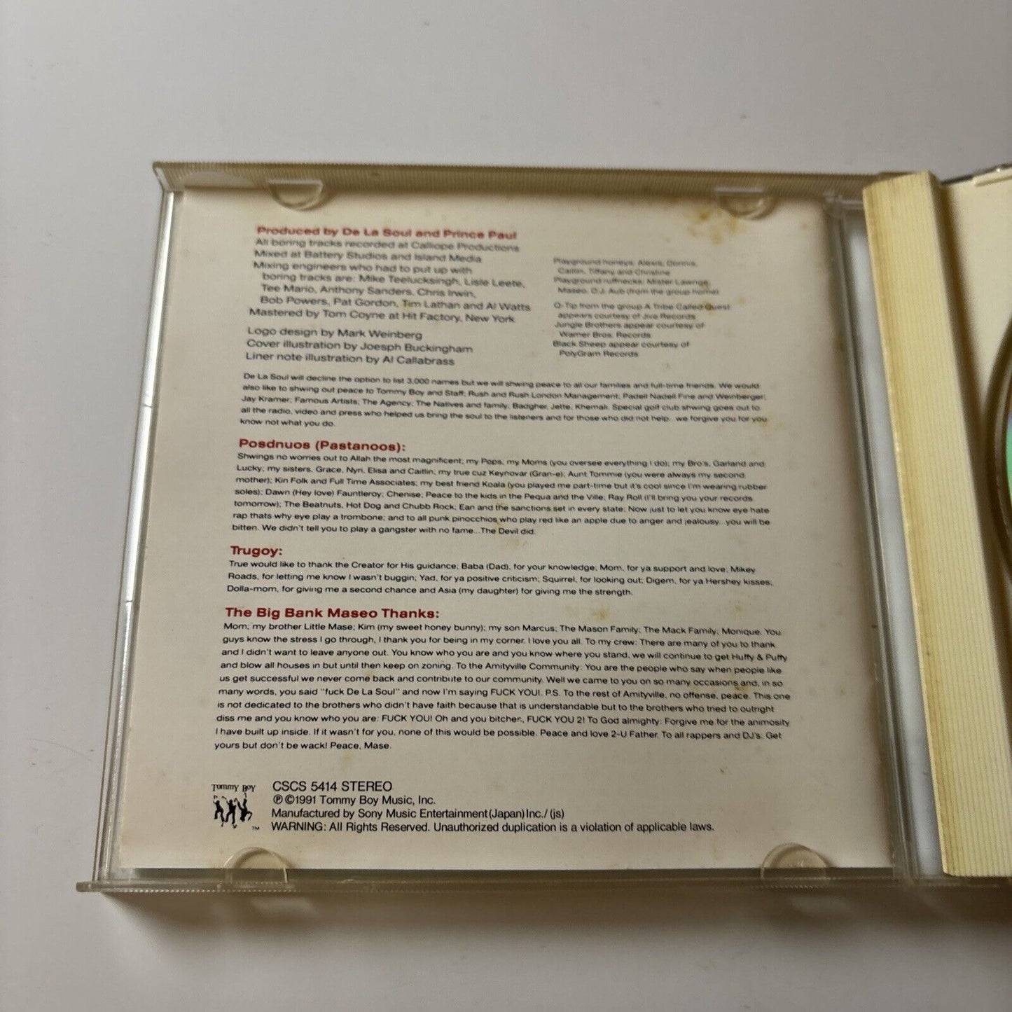 De La Soul - De La Soul Is Dead (CD, 1991) Japan Cscs-5414