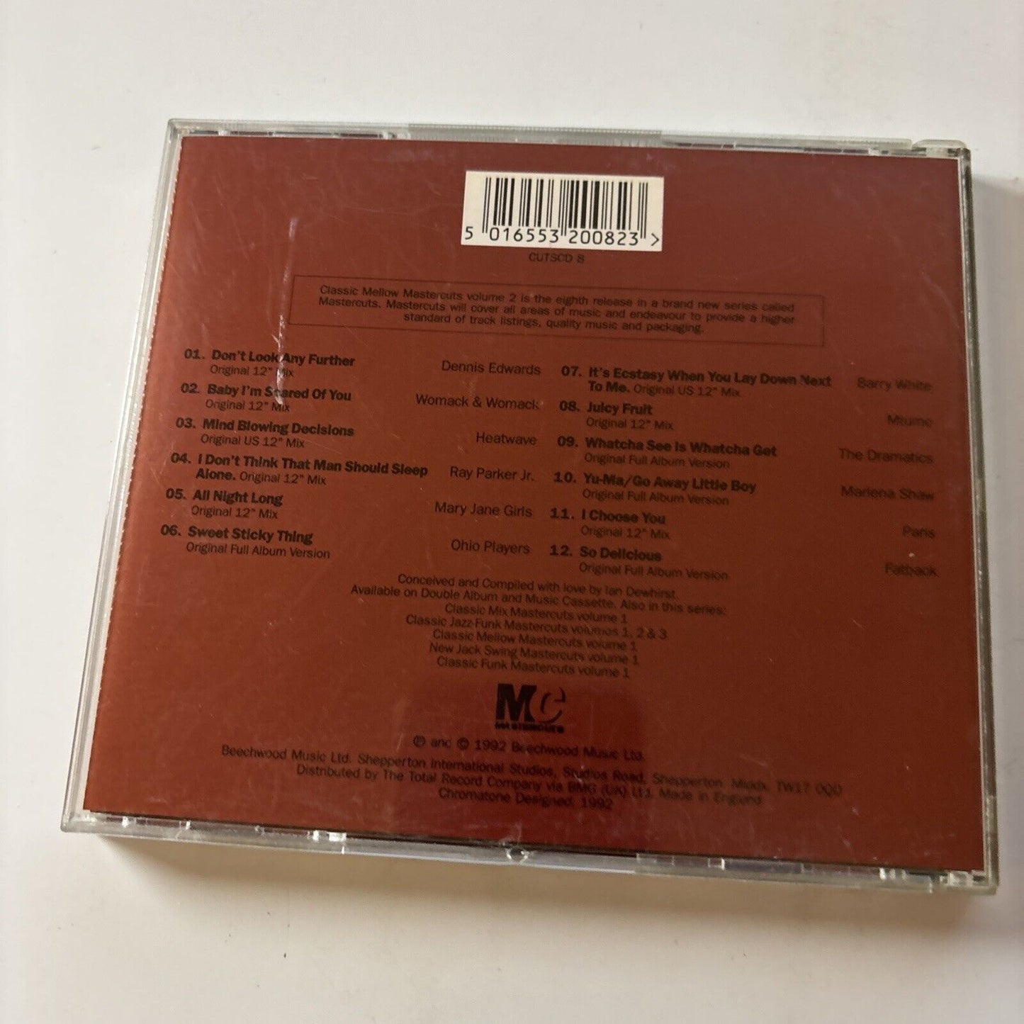 Classic Mellow Mastercuts Volume 2 (CD, 1992) Jazz CUTSCD 8
