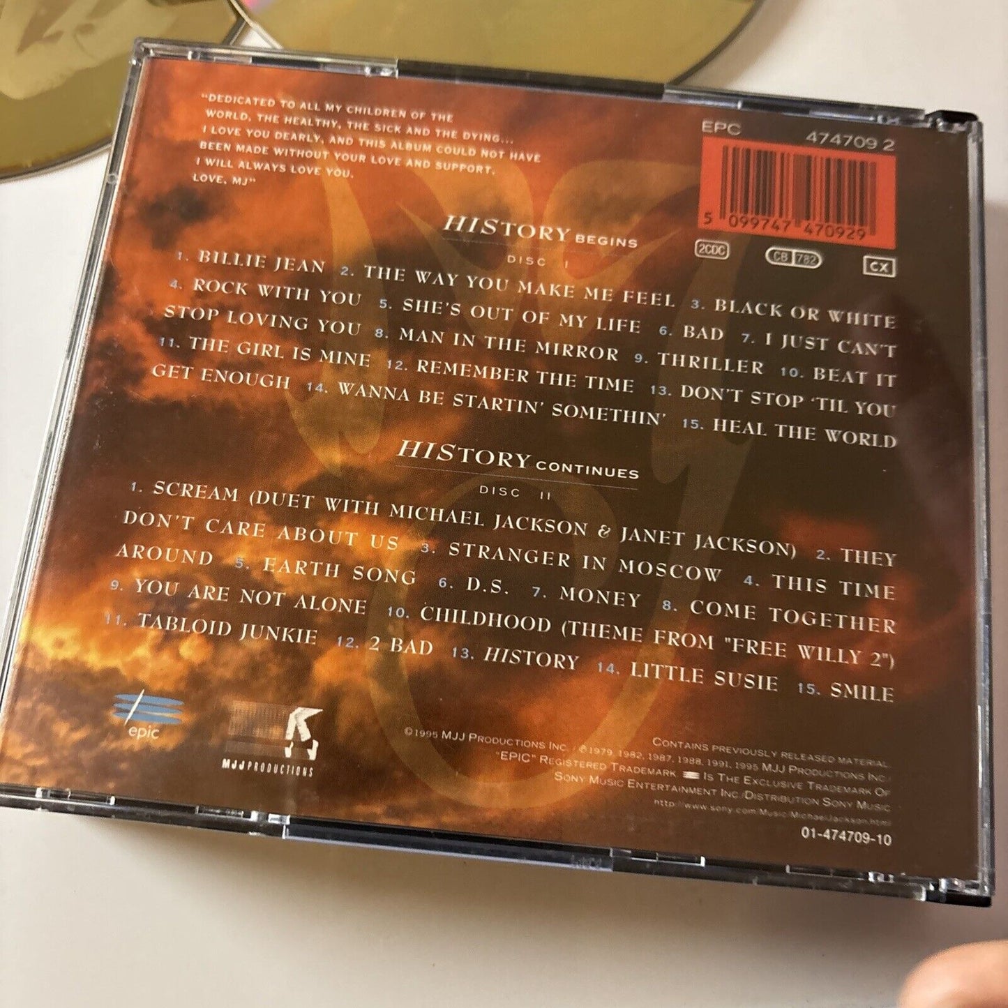 Michael Jackson - HIStory Past, Present And Future Book I (CD, 1995) Gold Disc