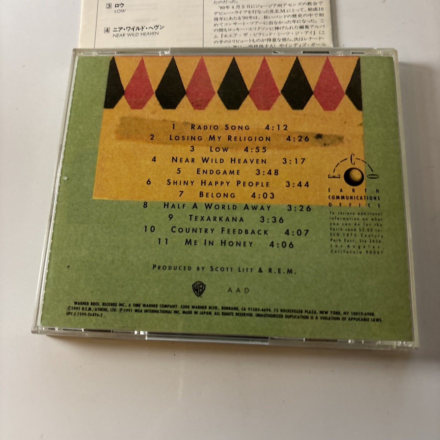 R.E.M. - Out Of Time (CD, 1998) Japan wpcr-2284 Warner Bros. Records