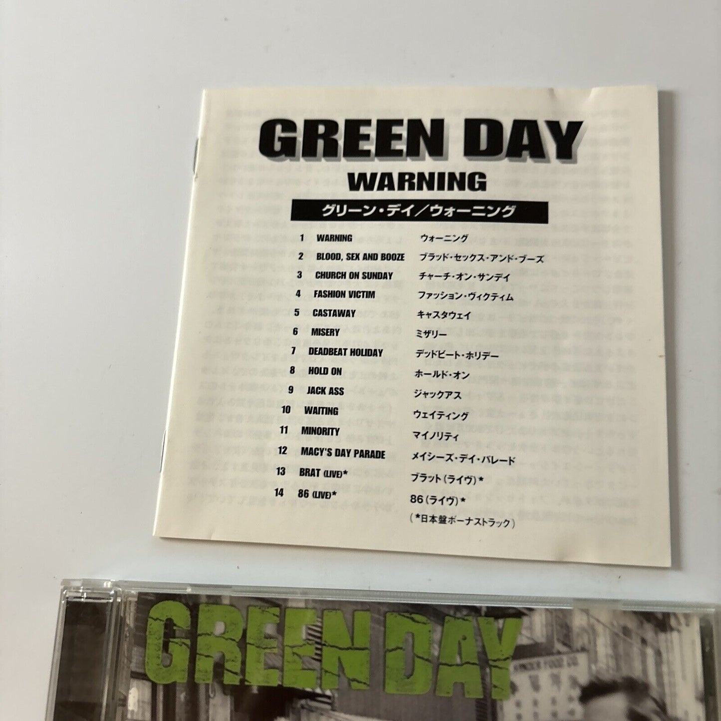 Green Day - Warning (CD, 2000) Japan WPCR-10850 Reprise Records