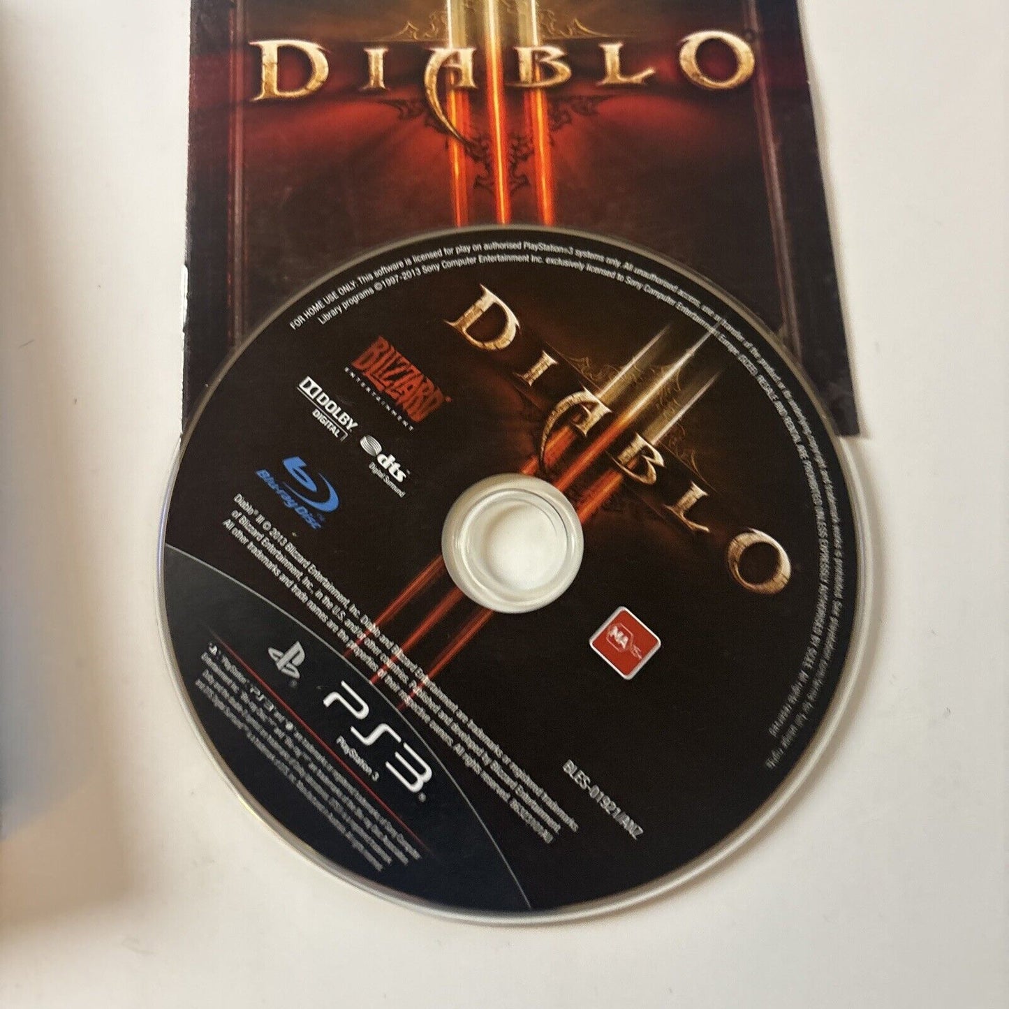 Diablo 3 III Sony Playstation 3 PS3 Game Manual