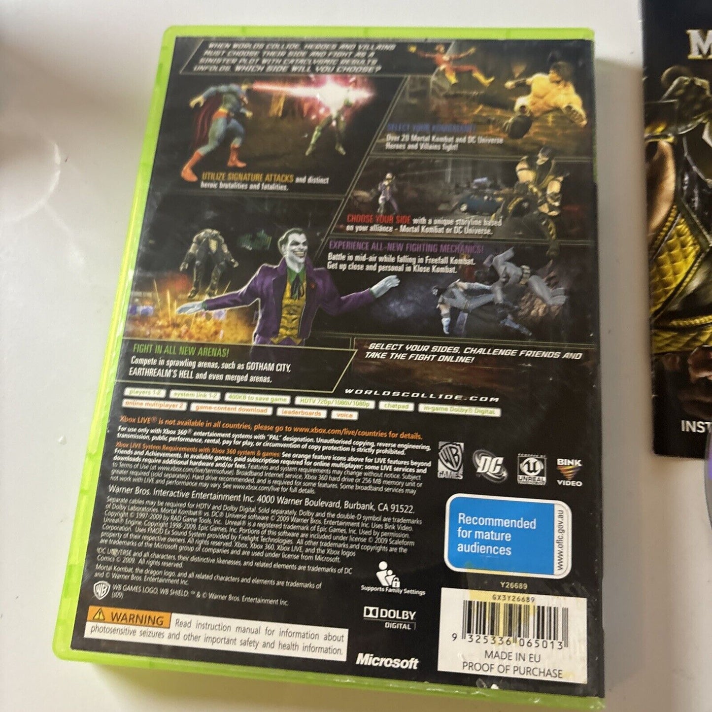 Mortal Kombat vs DC Universe Xbox 360 PAL Complete + Manual