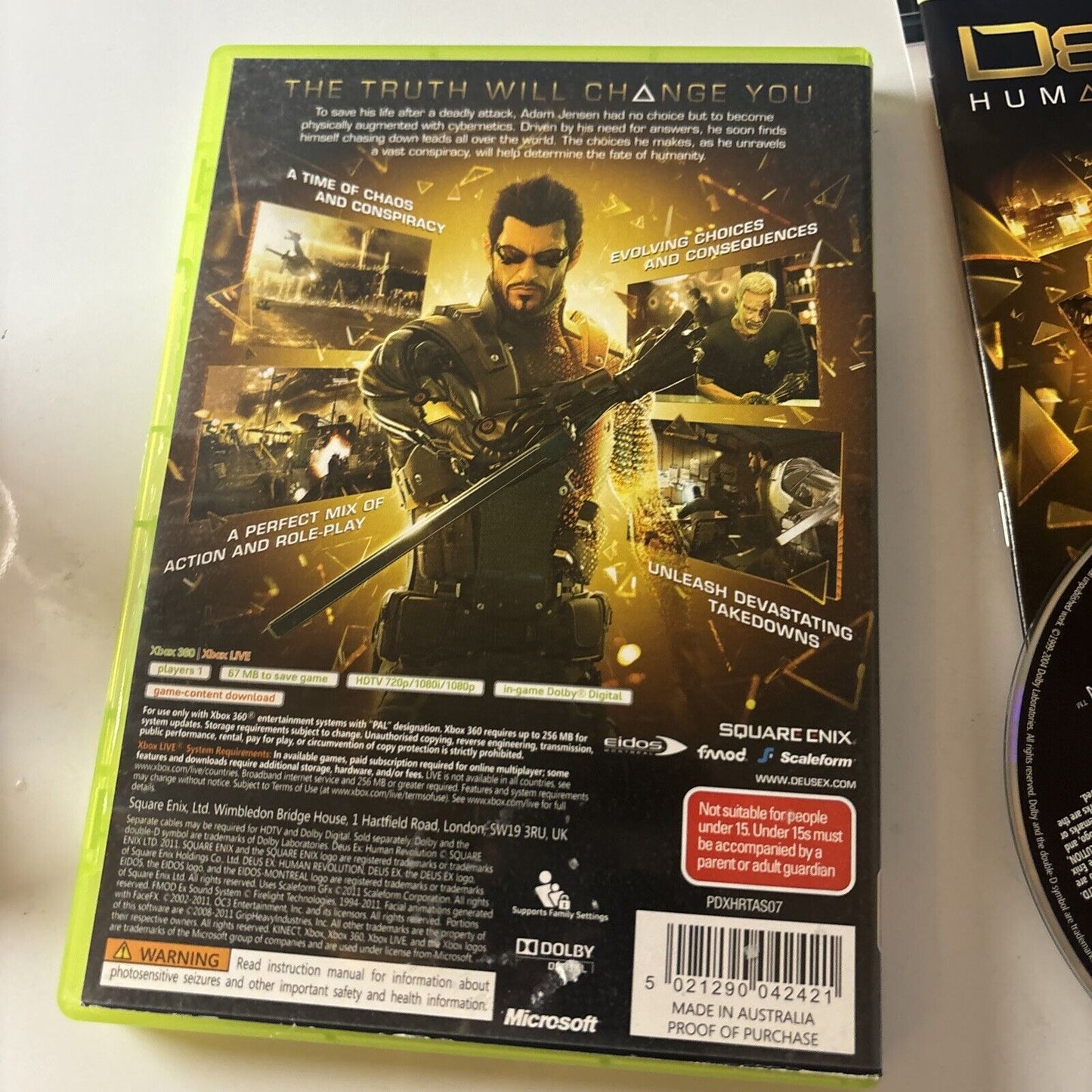 Deus Ex Human Revolution - Microsoft Xbox 360 Game Complete with Manual PAL