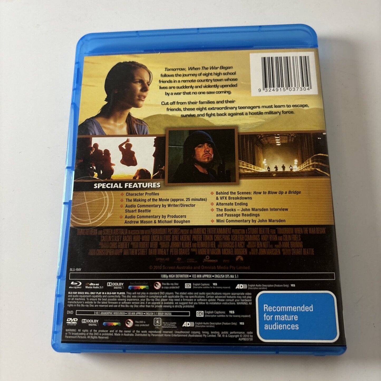 Tomorrow When the War Began (Blu-ray + DVD, 2010) Colin Friels Region B