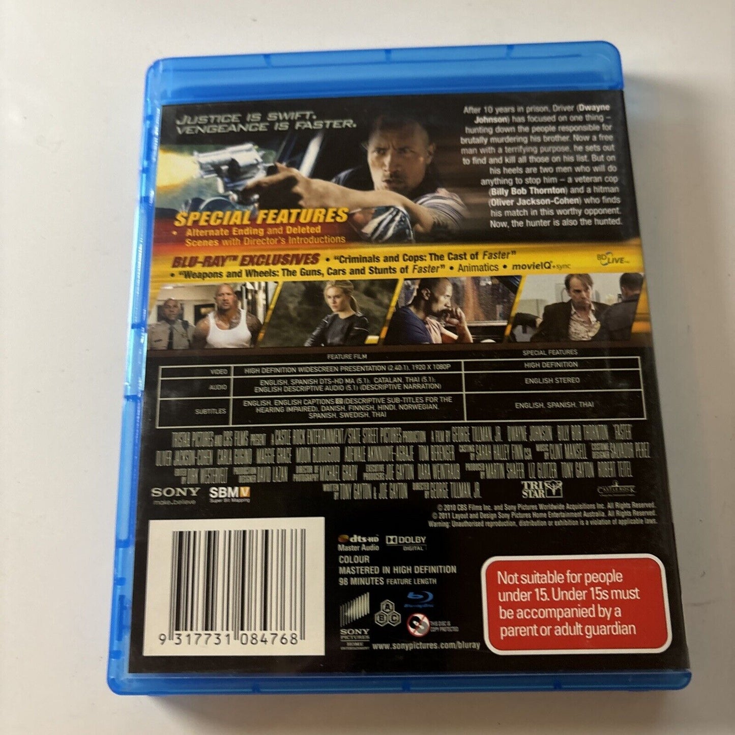 Faster (Blu-ray, 2010) Billy Bob Thornton, Dwayne Johnson All Regions