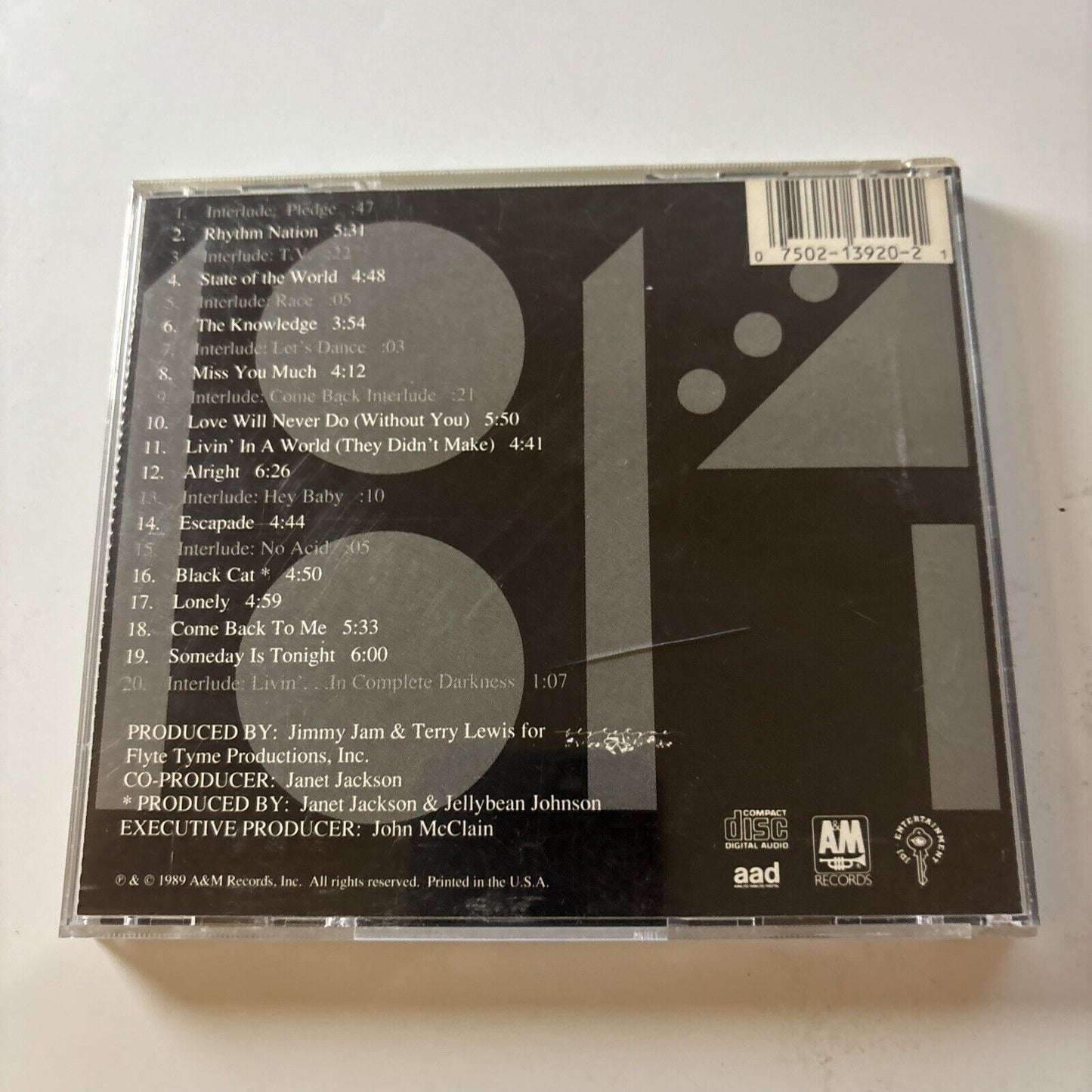 Janet Jackson - Rhythm Nation 1814 (CD, 1989) USA A&M Records 3920