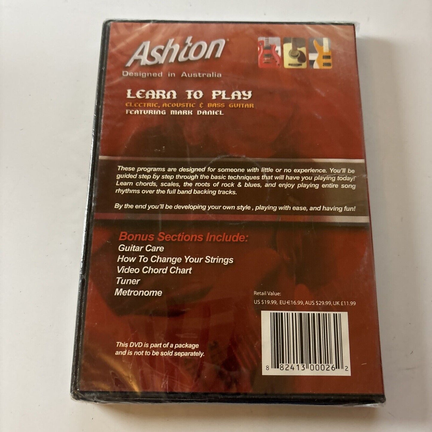 ASHTON Learn to Play Electric, Acoustic & Bass GUITAR DVD Mark DANIEL All Region