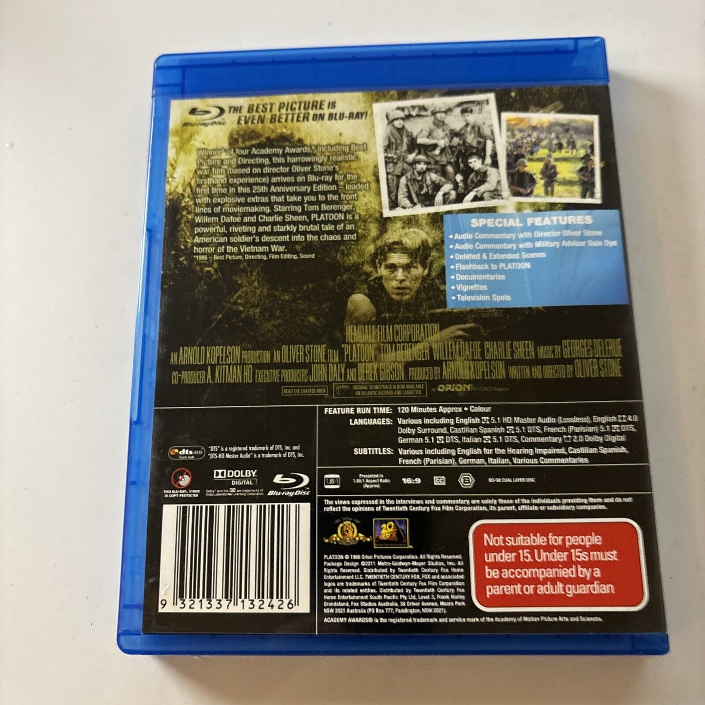 Platoon (Blu-ray, 1986) Charlie Sheen, Johnny Depp, Willem Dafoe Region B