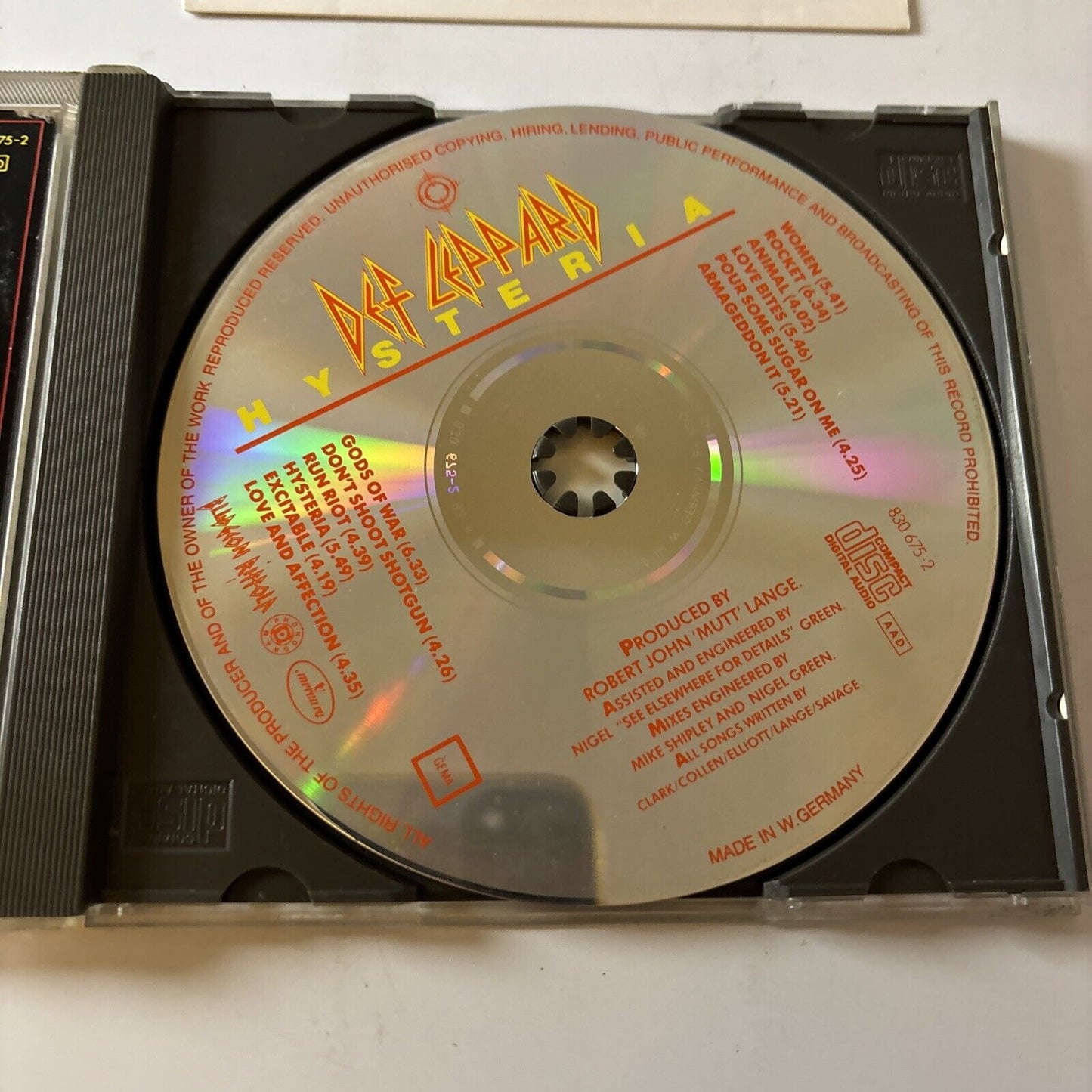 Def Leppard - Hysteria (CD, 1987) Japan 830675-2 Rock