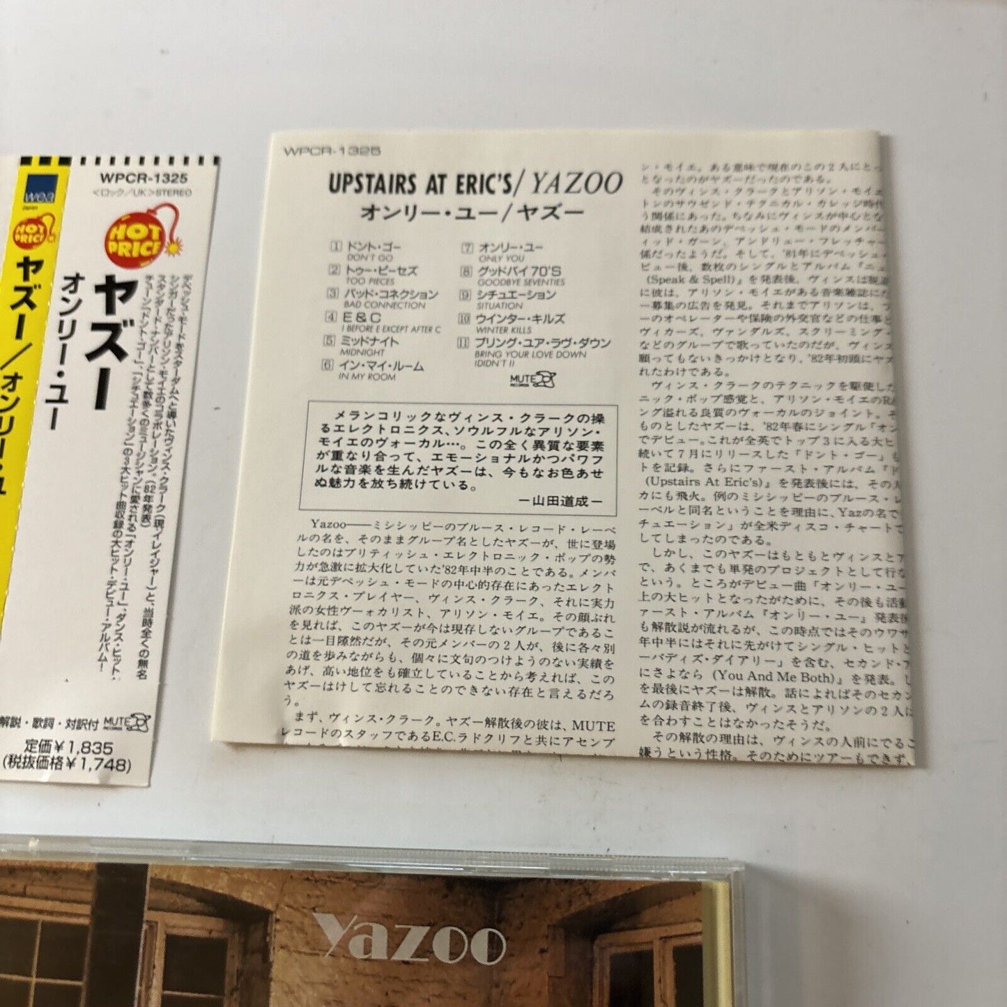 Yazoo - Upstairs At Eric's (CD, 1997) Japan WPCR-1325 Obi