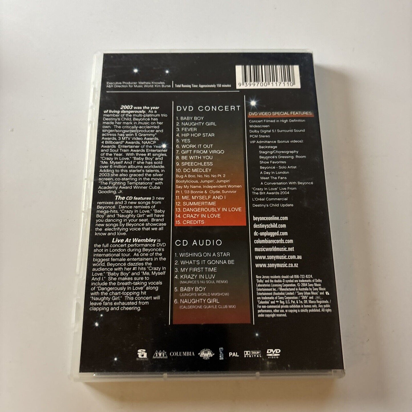Beyonce Live at Wembley (DVD + CD, 2004, 2-Disc) All Regions