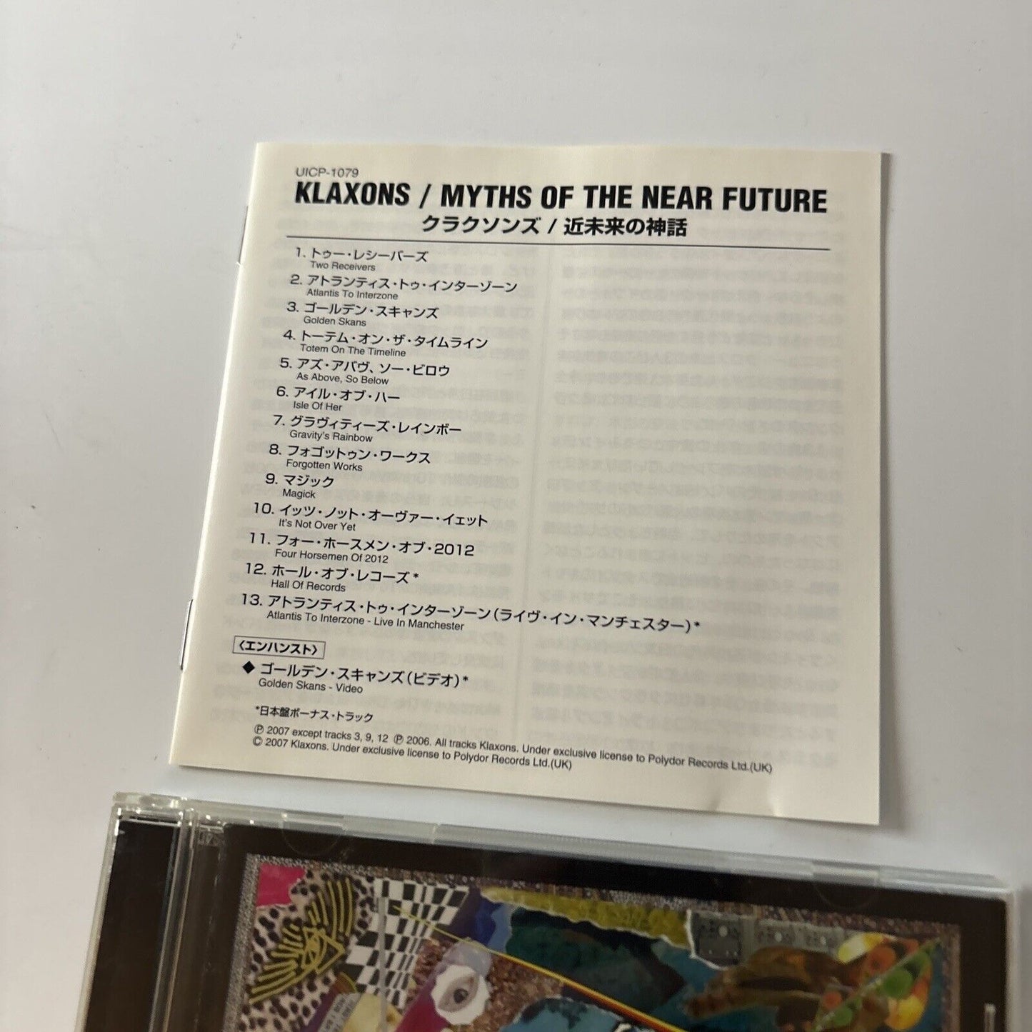 Klaxons - Myths Of The Near Future [Japan Bonus Track] (CD, 2007) UICP-1079