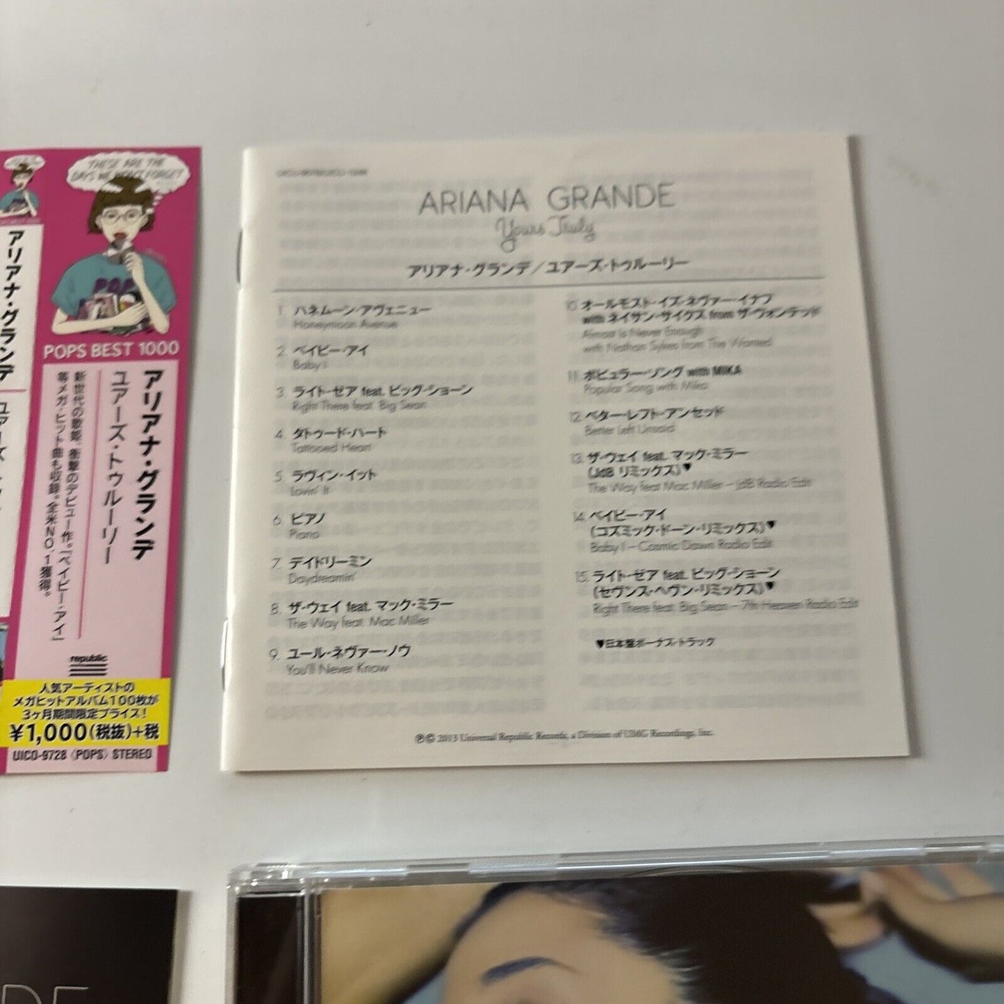 Ariana Grande - Yours Truly (CD, 2017) Japan uico-9728 Republic Records Obi