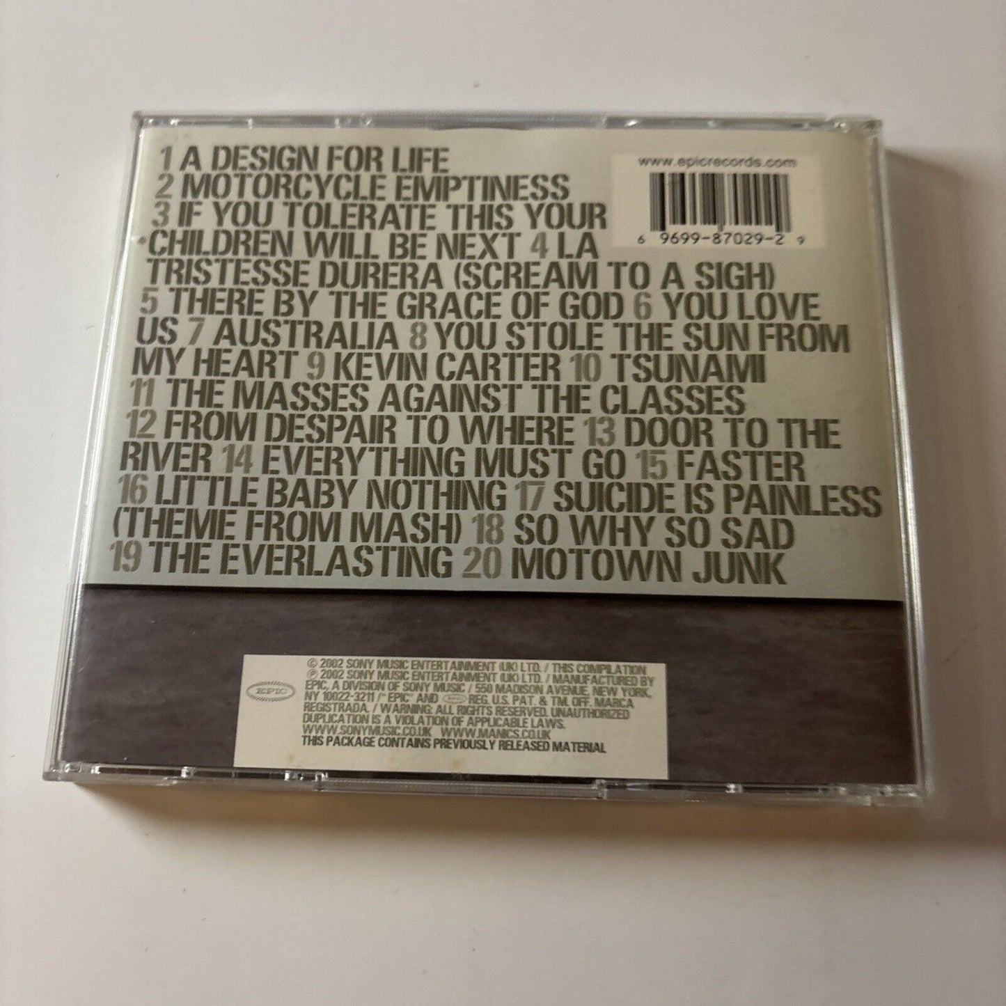 Manic Street Preachers - Forever Delayed: The Greatest Hits (CD, 2002) EK 87029