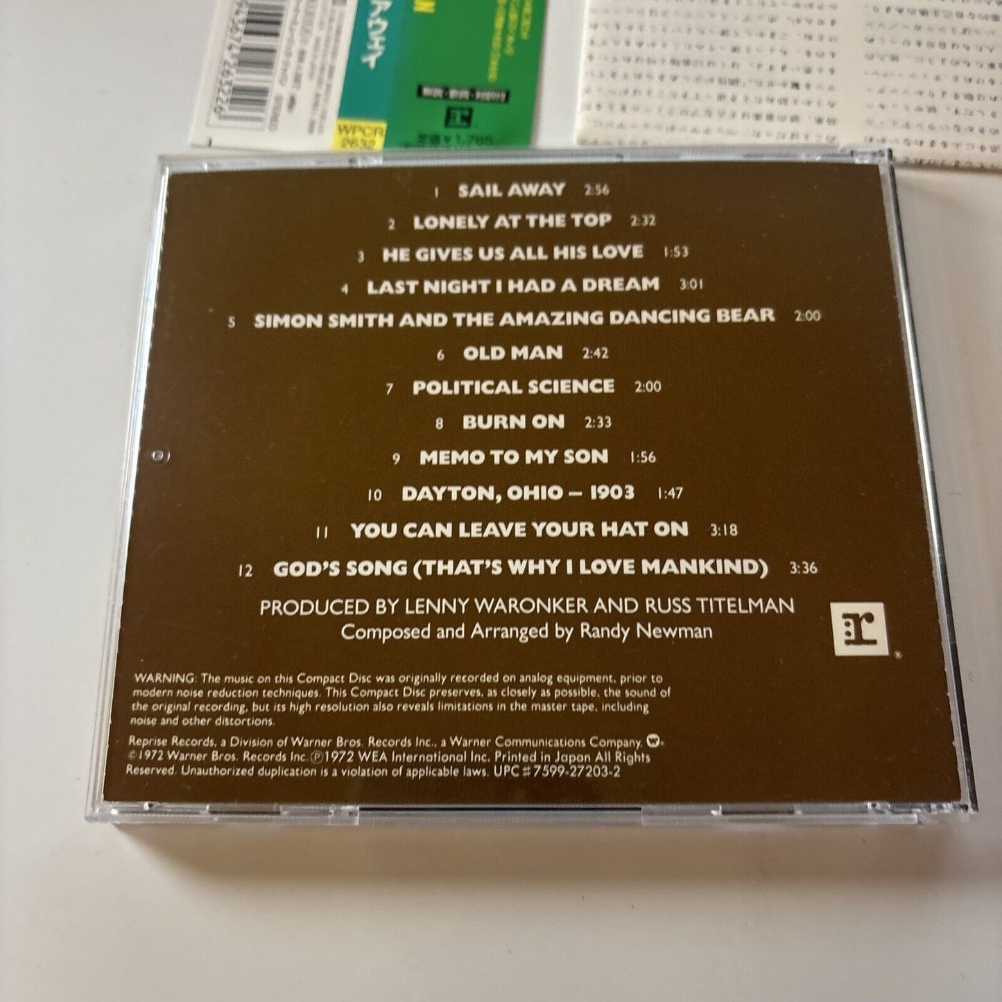 Randy Newman - Sail Away (CD, 1988) Japan wpcr-2632 Obi