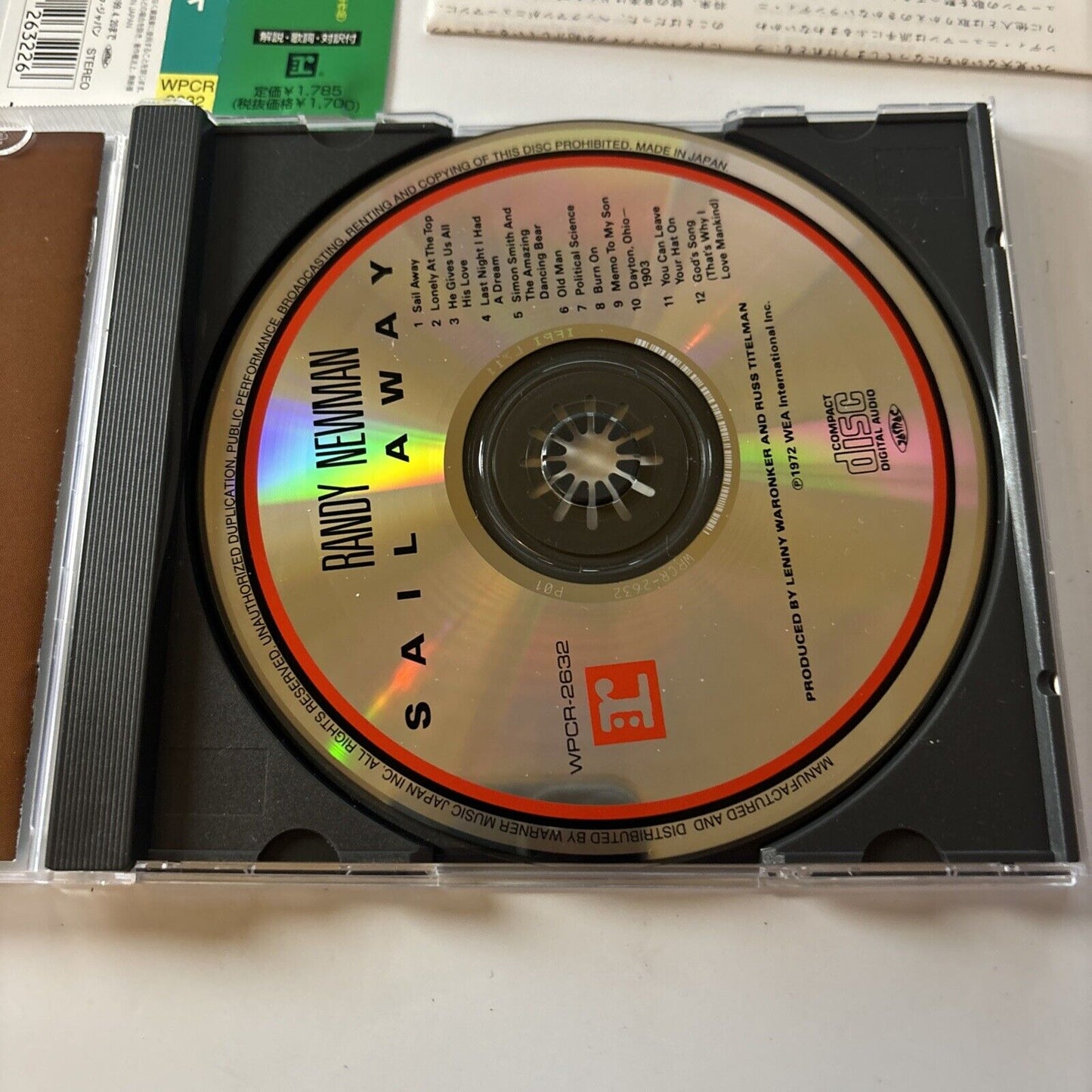 Randy Newman - Sail Away (CD, 1988) Japan wpcr-2632 Obi