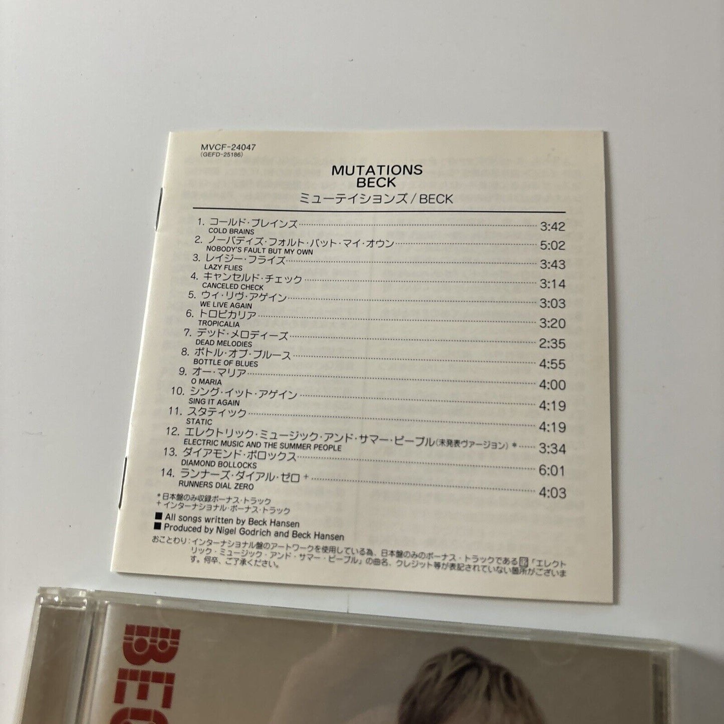 Beck - Mutations (CD, 1998)  Japan mvcf-24047 Geffen Records