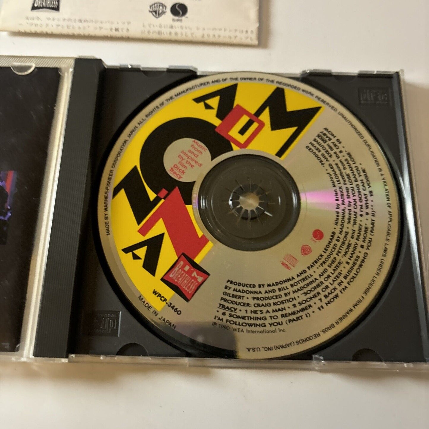 Madonna - I'm Breathless (Film Music for Dick Tracy)  (CD, 1990) Japan wpcp-3460