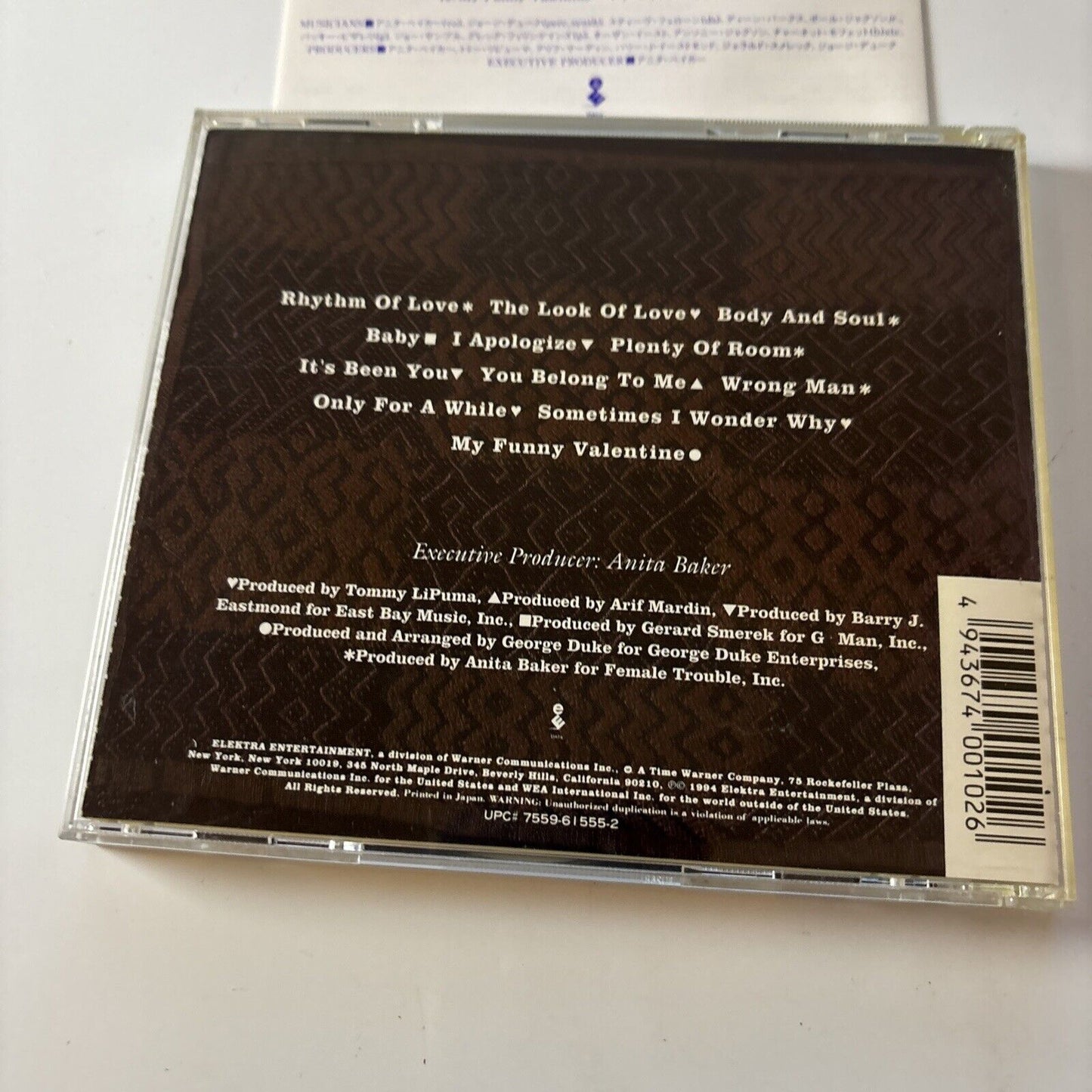 Anita Baker - Rhythm Of Love (CD, 1994) Japan wpcr-10