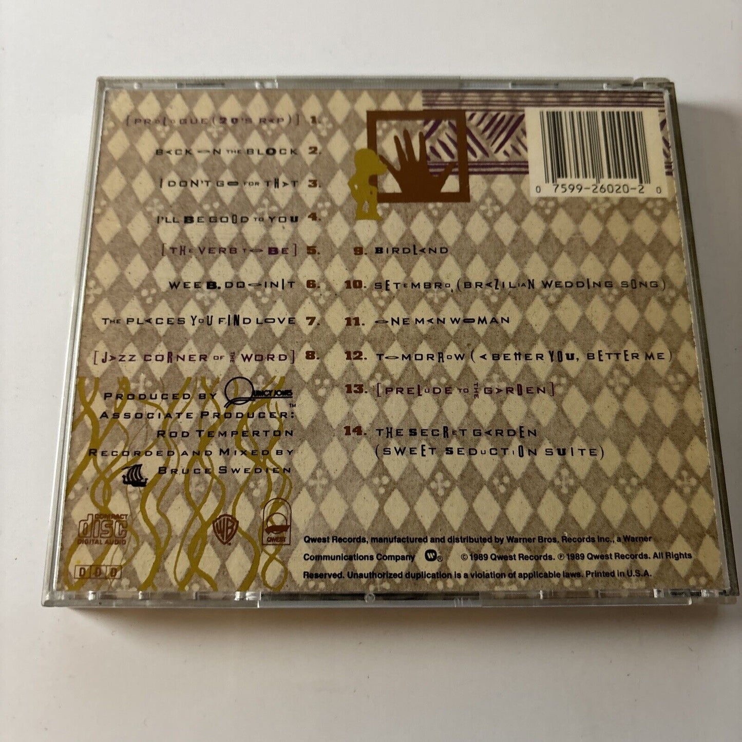 Quincy Jones - Back On The Block (CD, 1989) Japan Qwest Records