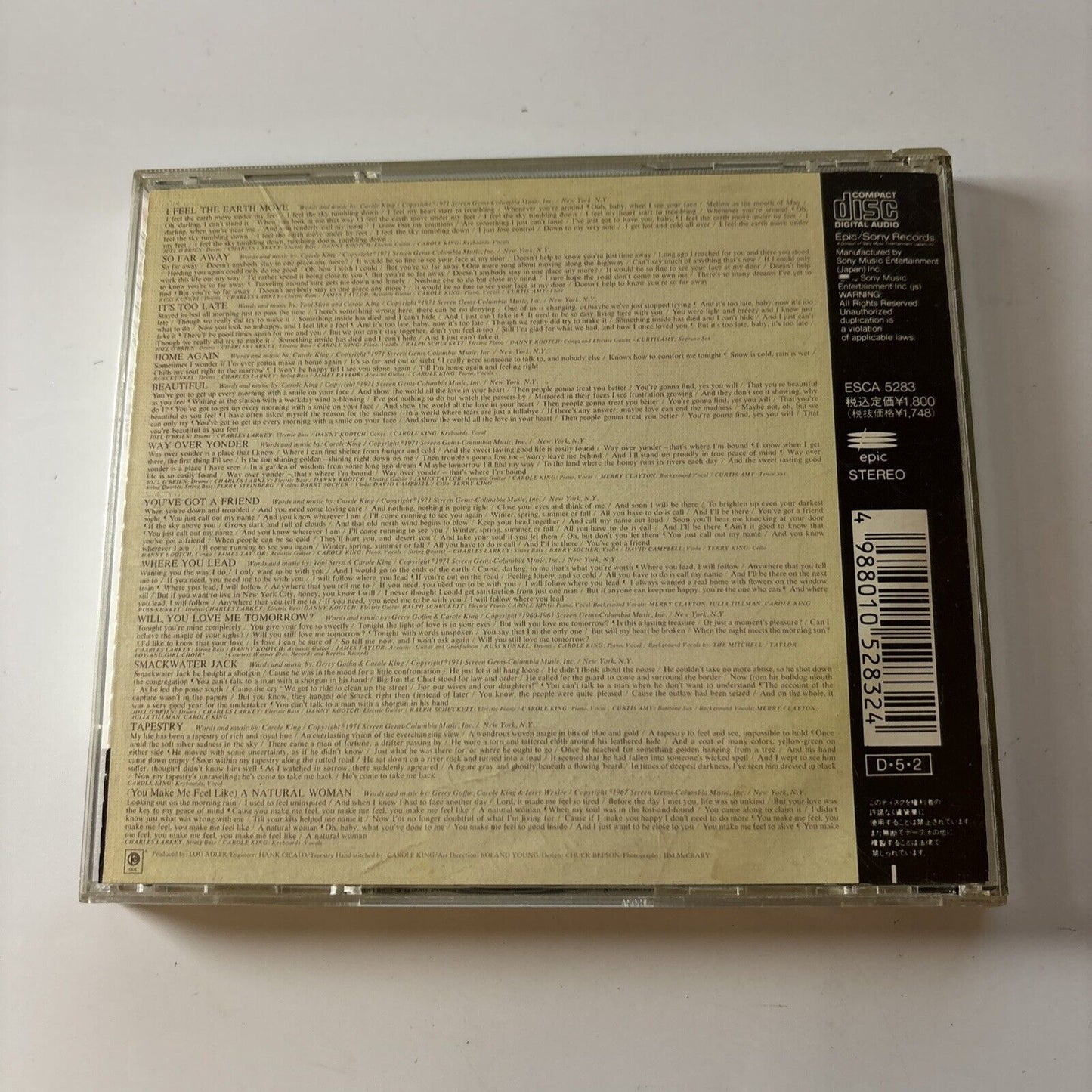 Carole King - Tapestry (CD, 1991) Japan ESCA-5283