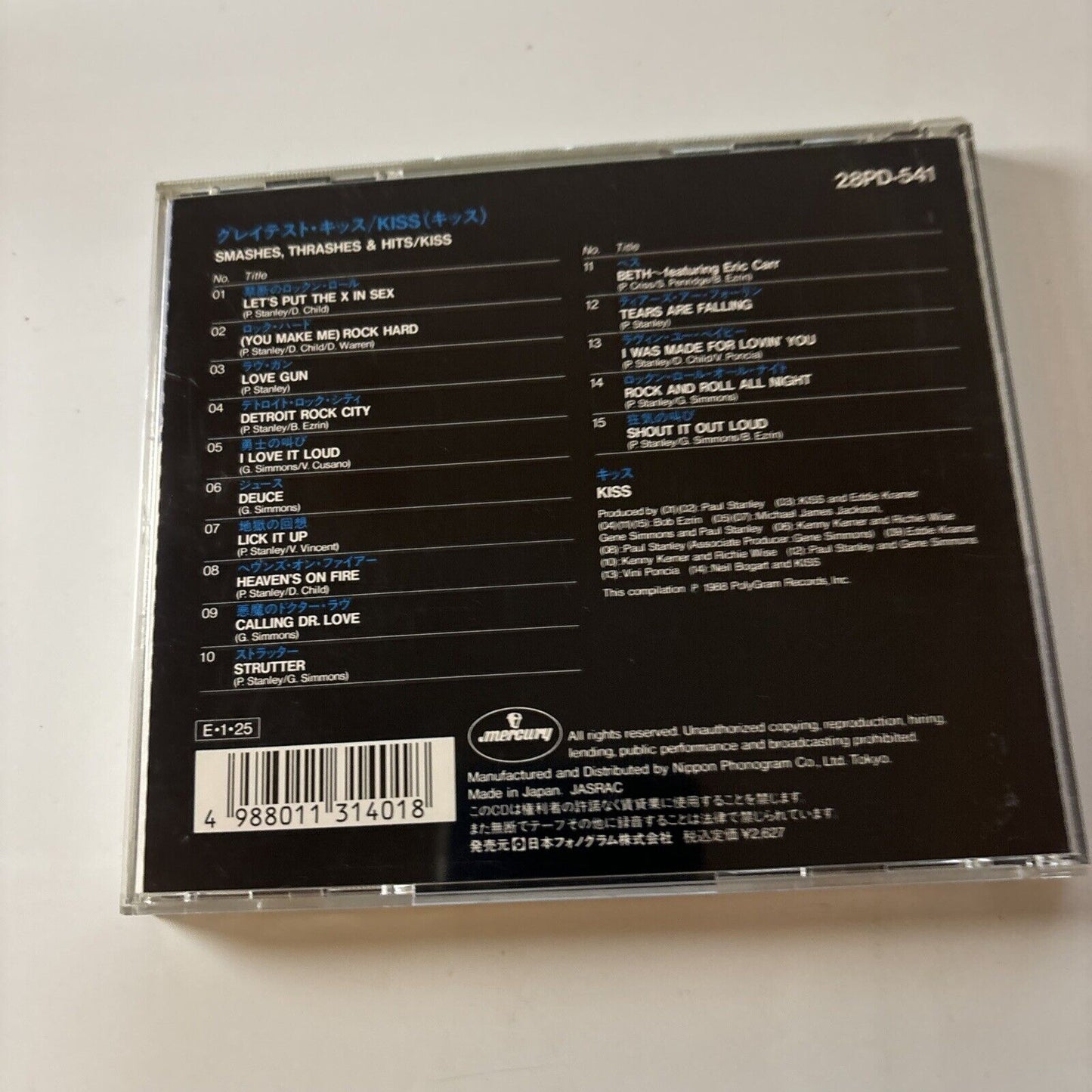 Kiss - Smashes, Thrashes & Hits (CD, 1989) Japan 28pd-541