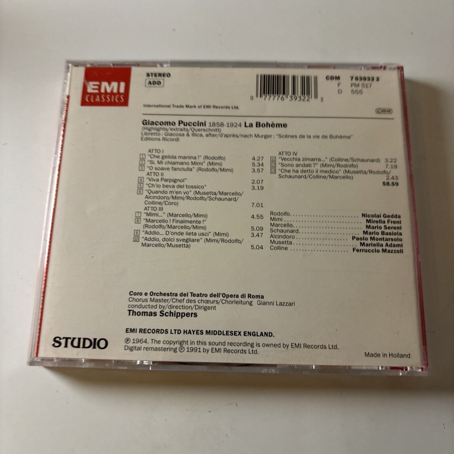 Puccini - La Bohème (CD, 1991) EMI Classics